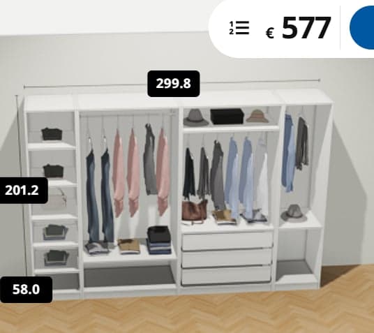 PAX wardrobe, white, 175x58x201 cm