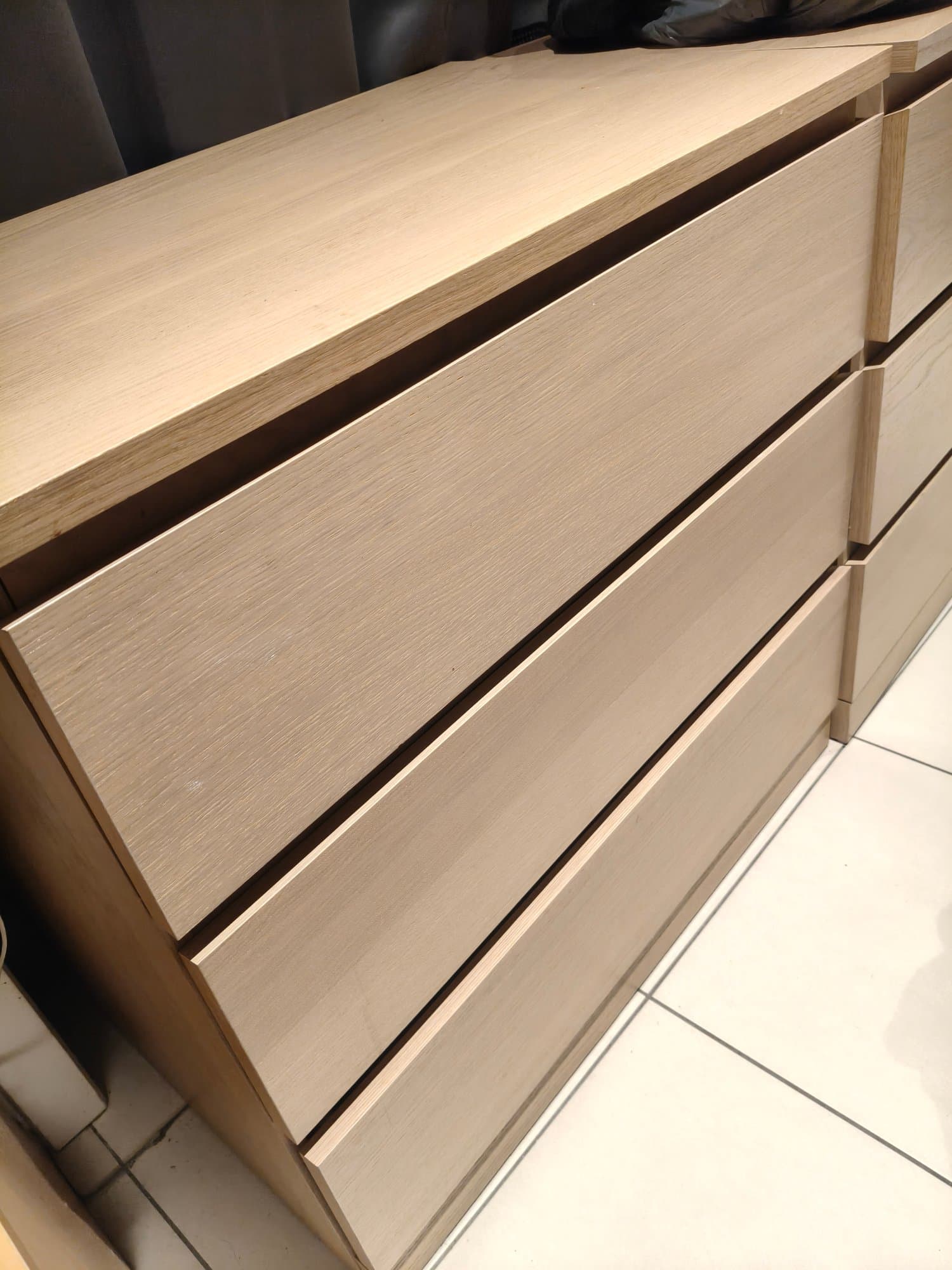 MALM chest of 3 drawers, white stained oak veneer