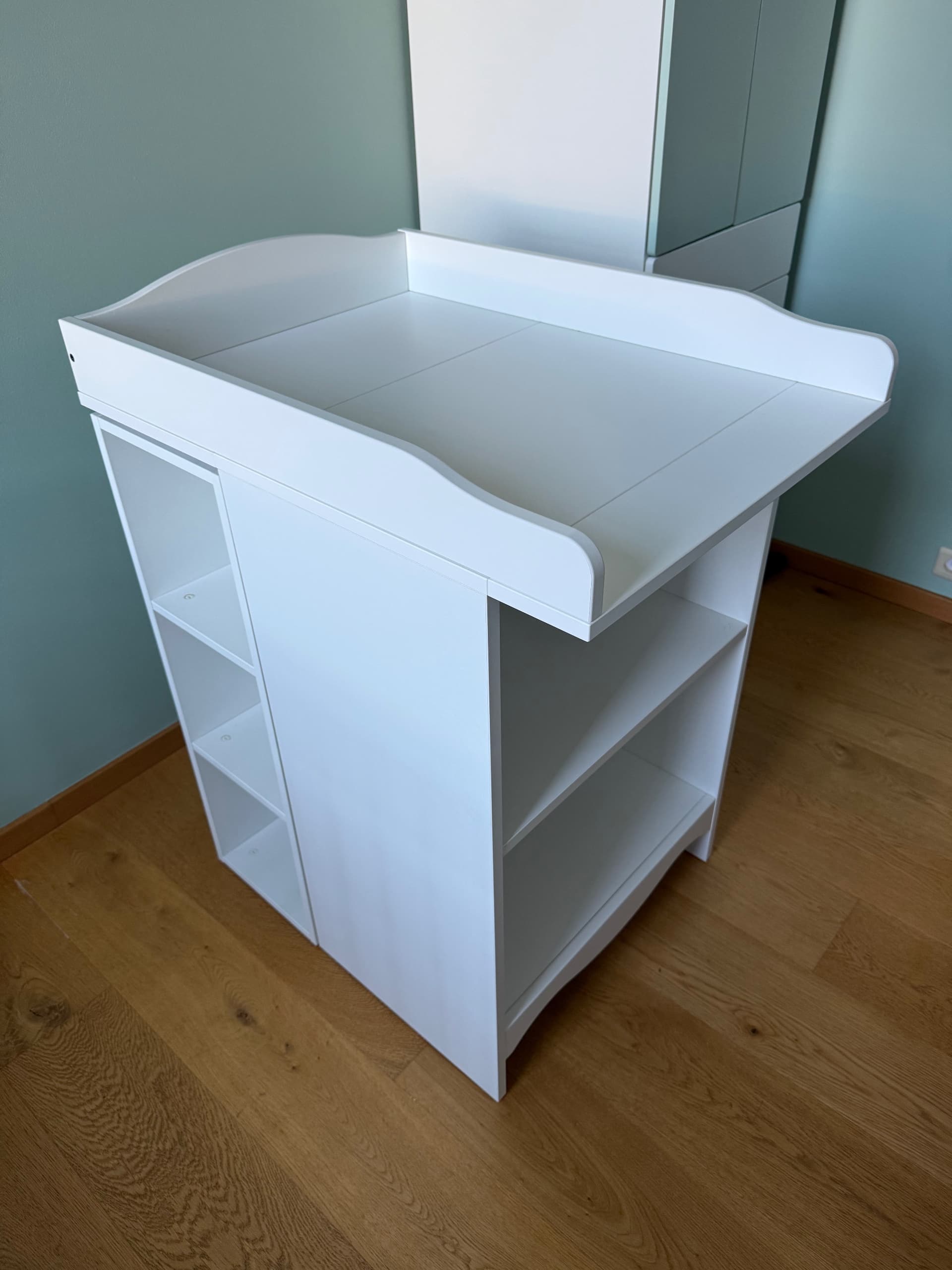 TABLE A LANGER table à langer/bibli av 2 tablettes, blanc, 60x81x104 cm