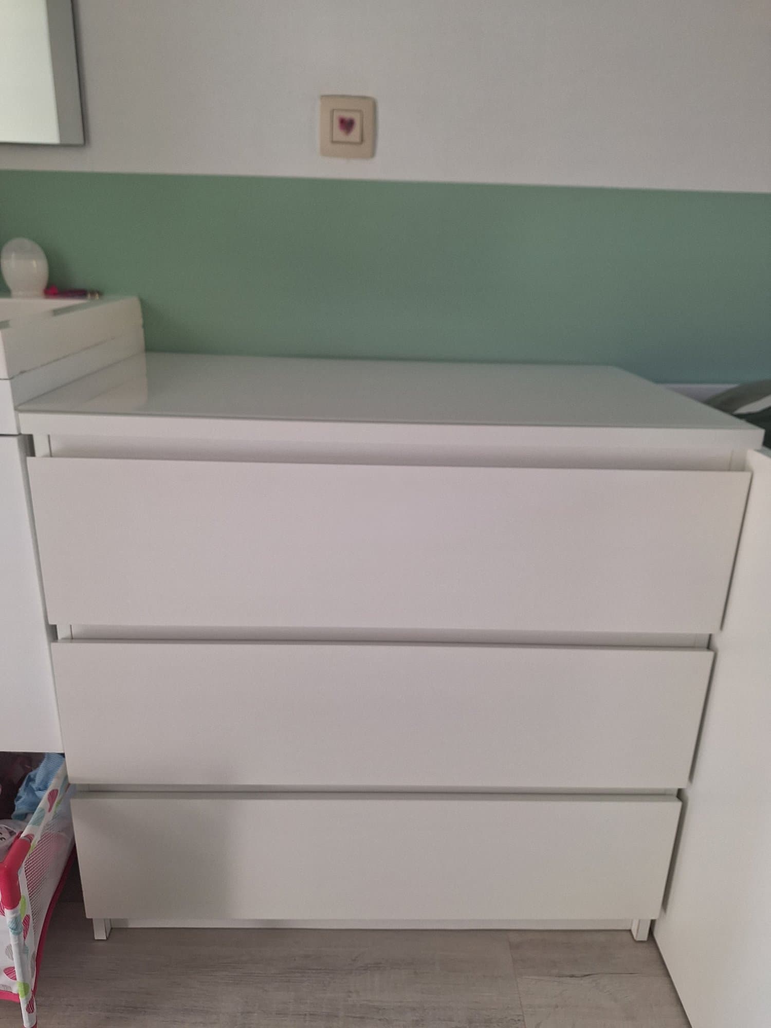 MALM commode 3 tiroirs, blanc