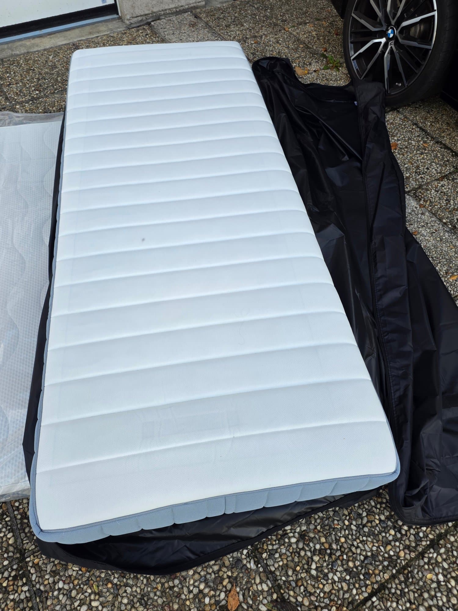 MATELAS bedonderstel, hoog, wit/Lönset, 140x200 cm