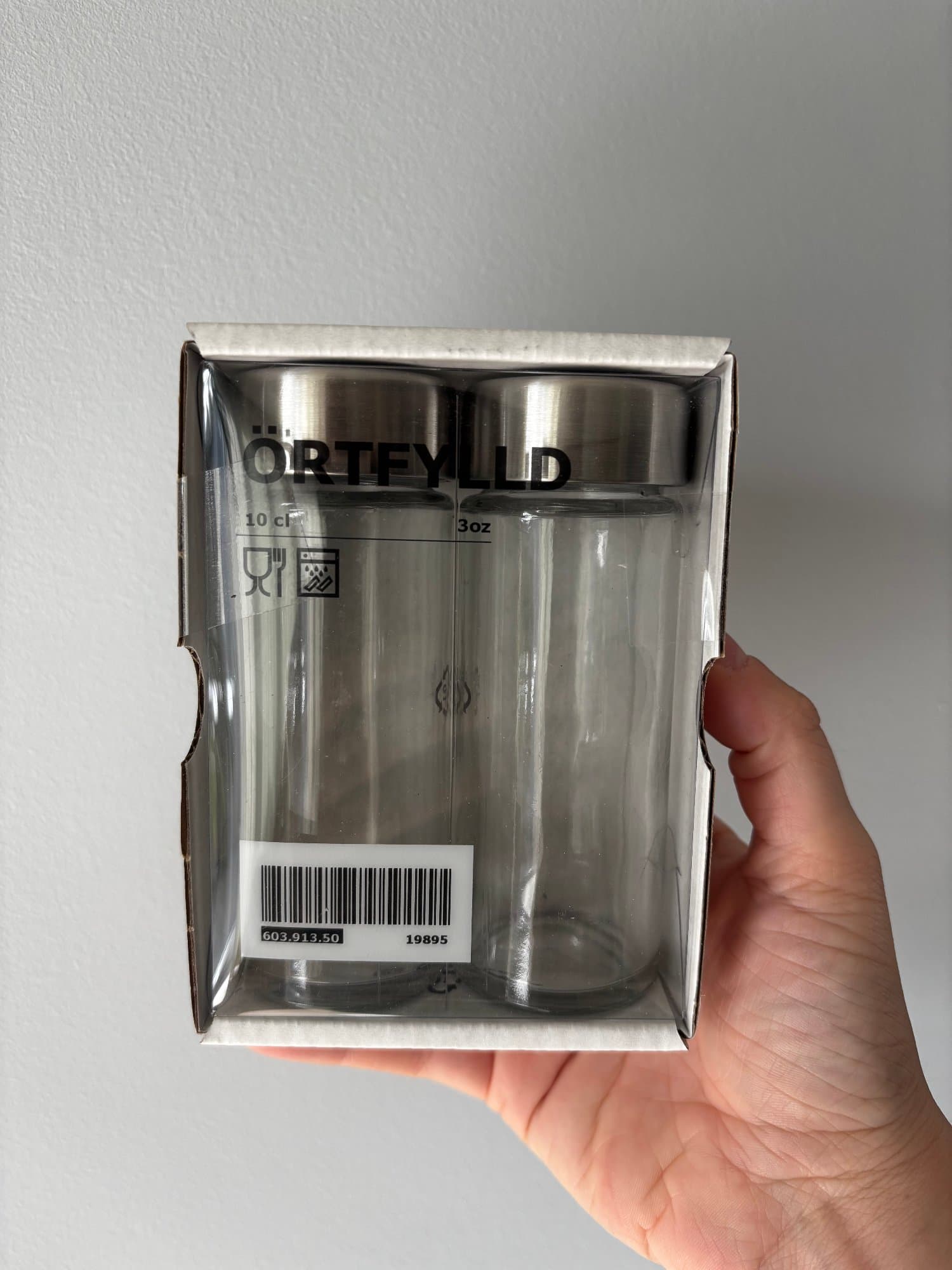 ÖRTFYLLD bocaux à épices, verre/acier inoxydable