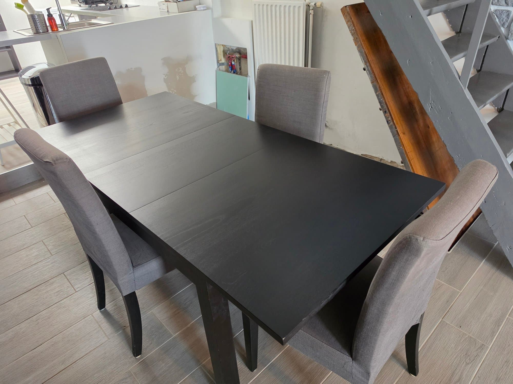 BJURSTA table extensible, brun noir