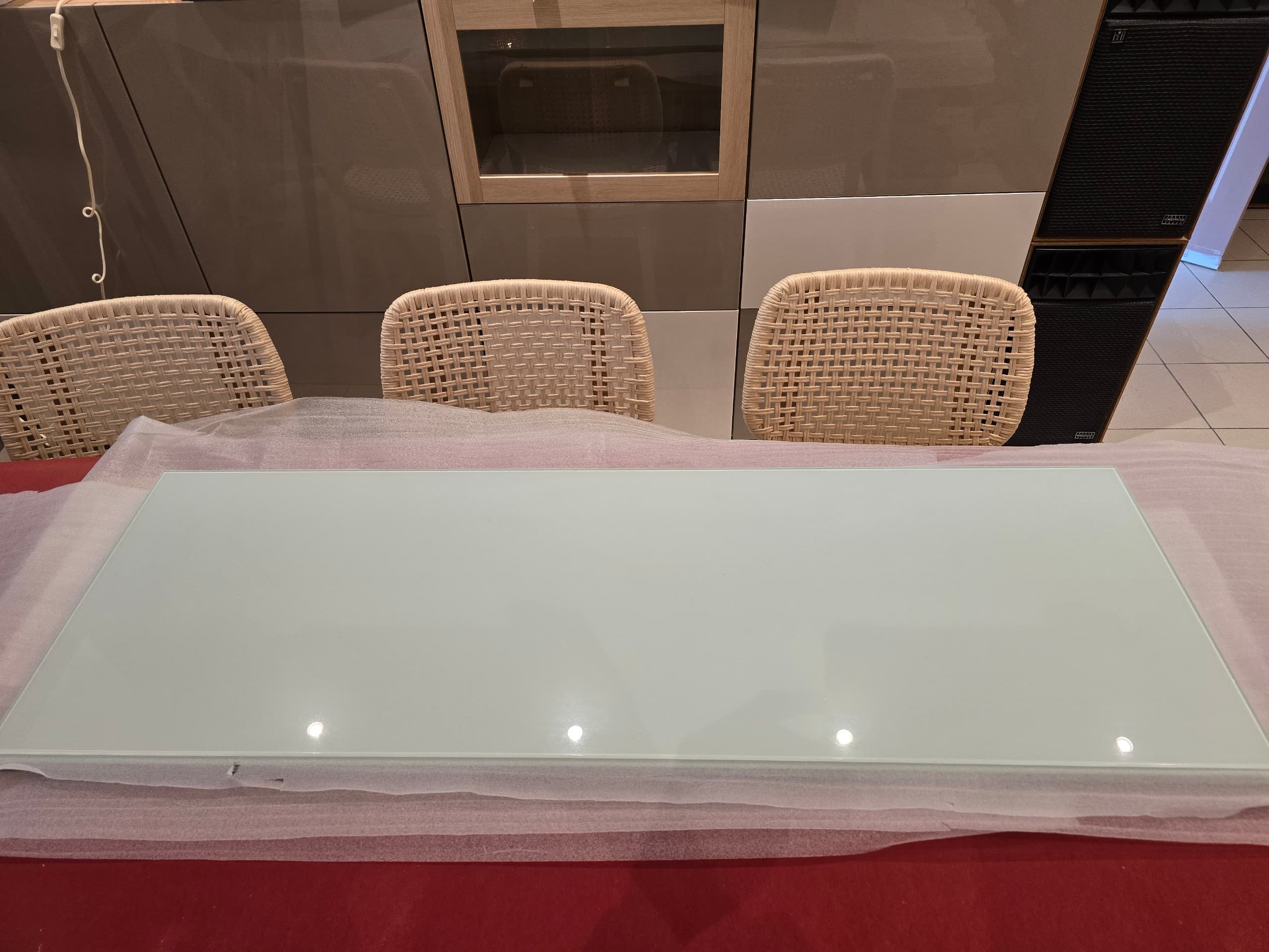 BESTÅ GLAS TOP WIT bovenblad, glas/wit, 120x40 cm