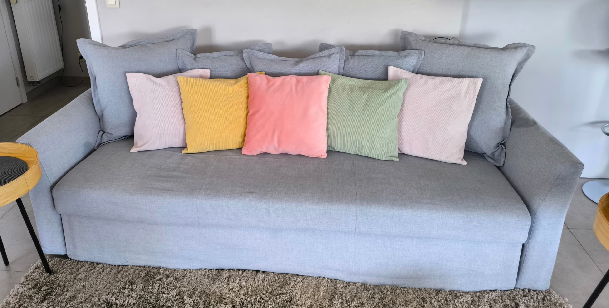 HOLMSUND 3-seat sofa bed, Borgunda dark grey