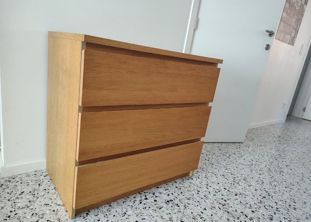 MALM ladekast 3 lades, lichtoranje/hoogglans, 80x78 cm