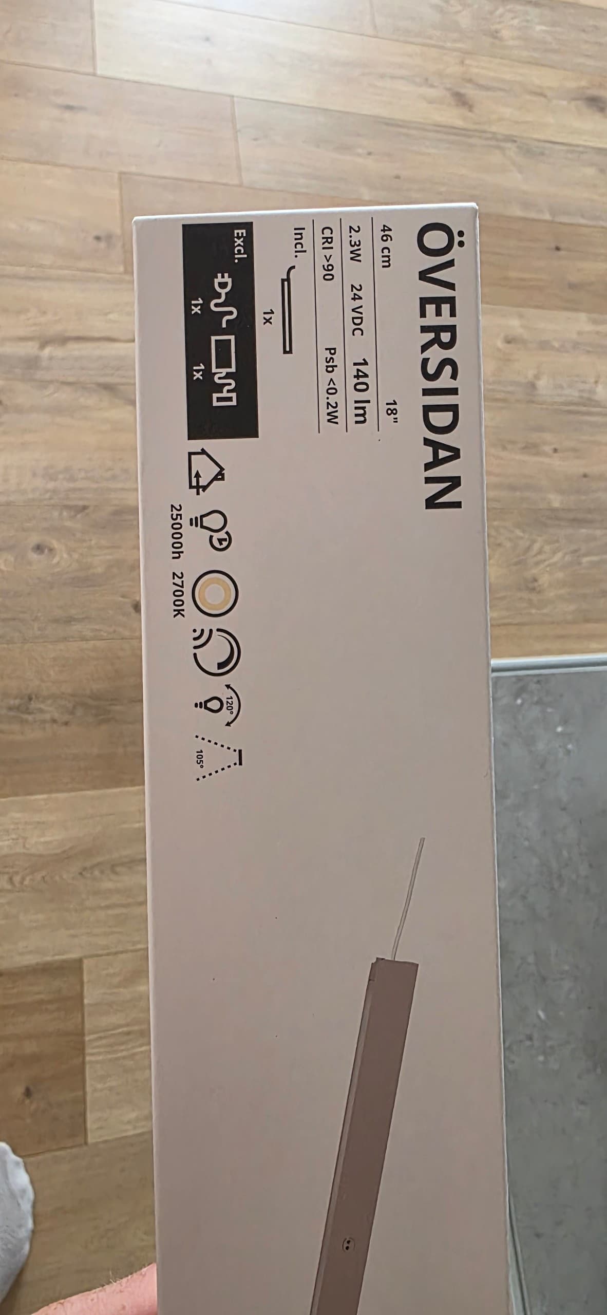 ÖVERSIDAN led-strip kledingkast met sensor, dimbaar grijsbeige, 46 cm