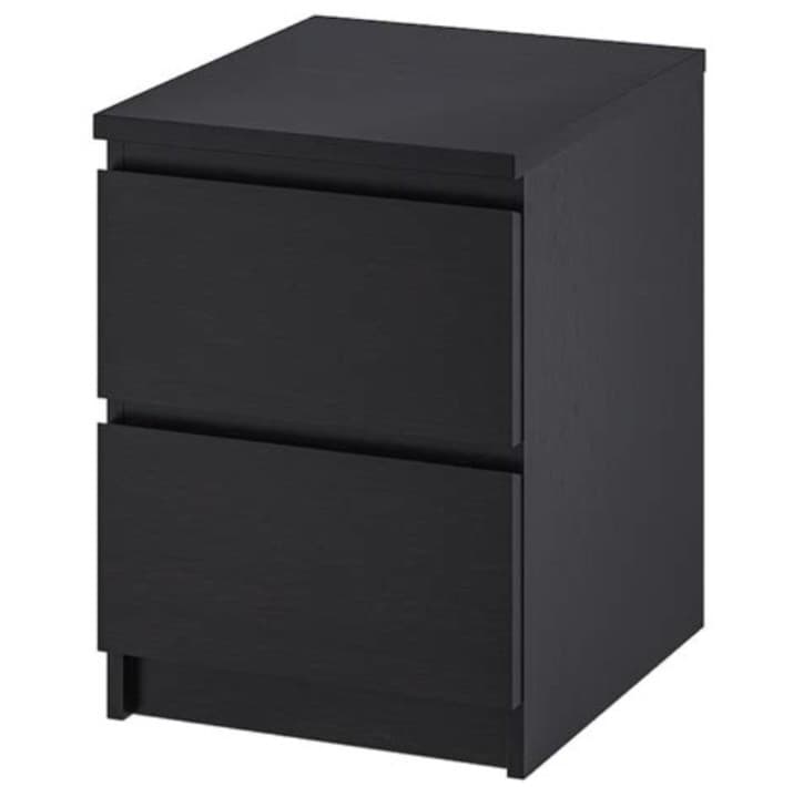 MALM Commode 2 tiroirs, brun noir, 40x55 cm