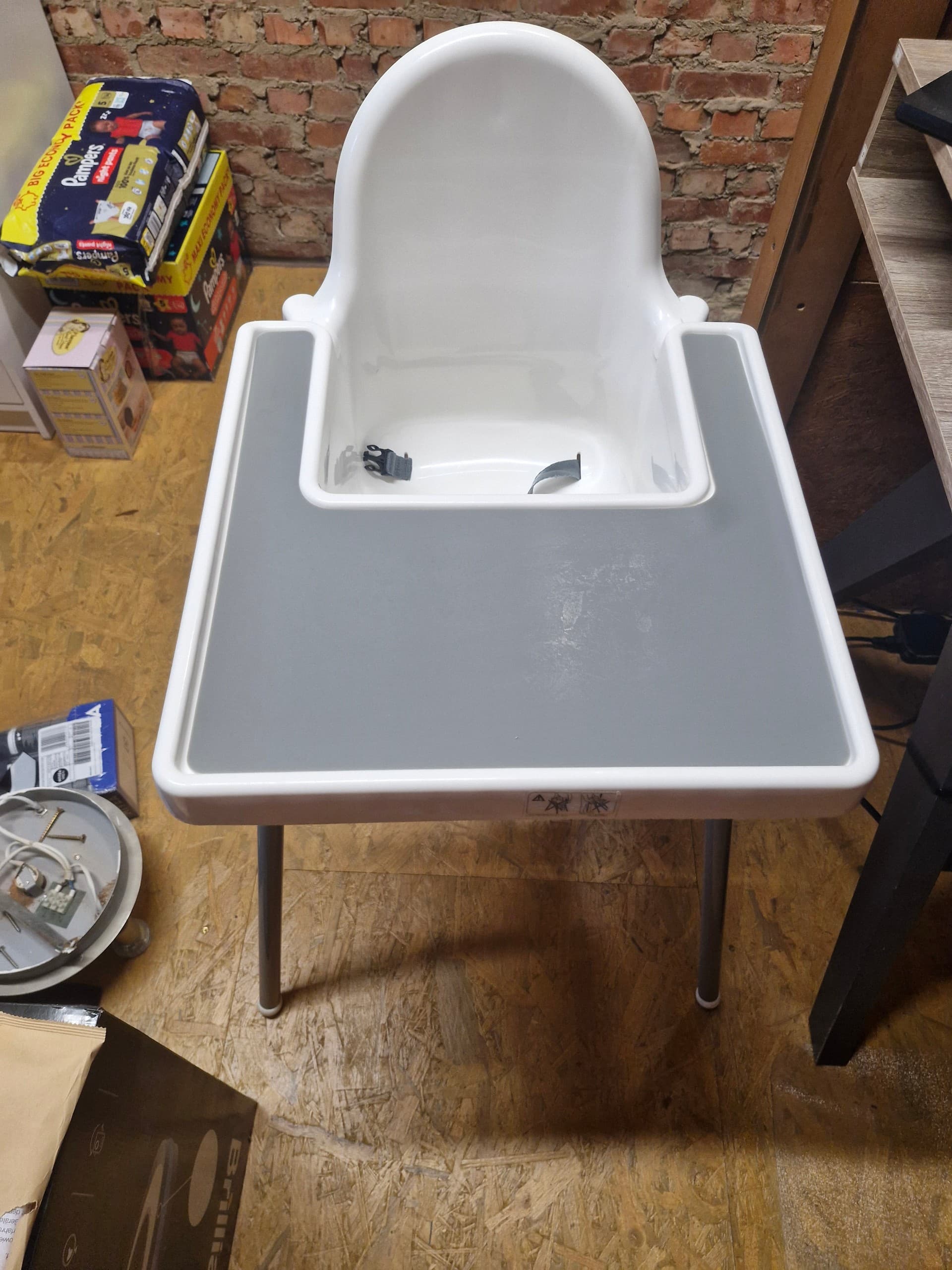 ANTILOP highchair with tray, white/white
