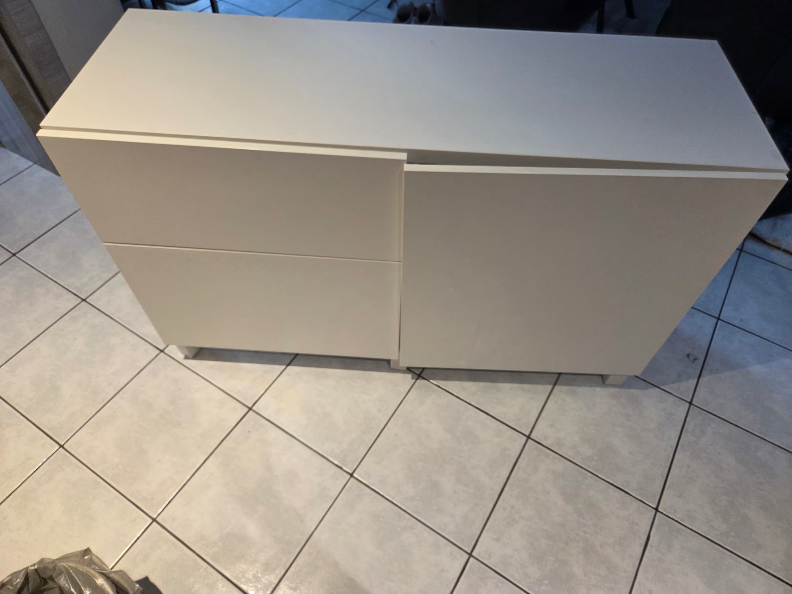 BESTÅ opberger met lades, wit gelazuurd eikeneffect/Lappviken wit, 180x42x74 cm
