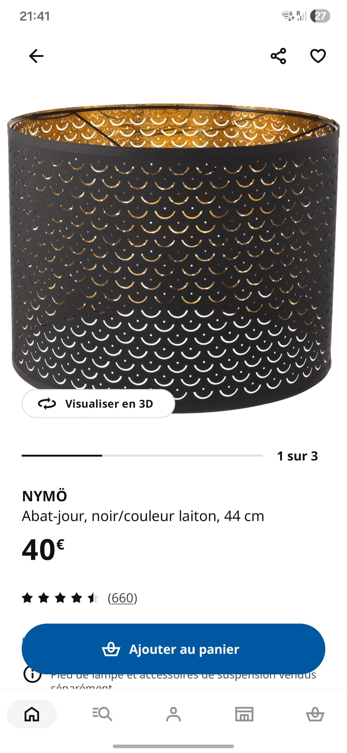 NYMÖ / SKAFTET lampadaire, noir pied laiton/pied laiton