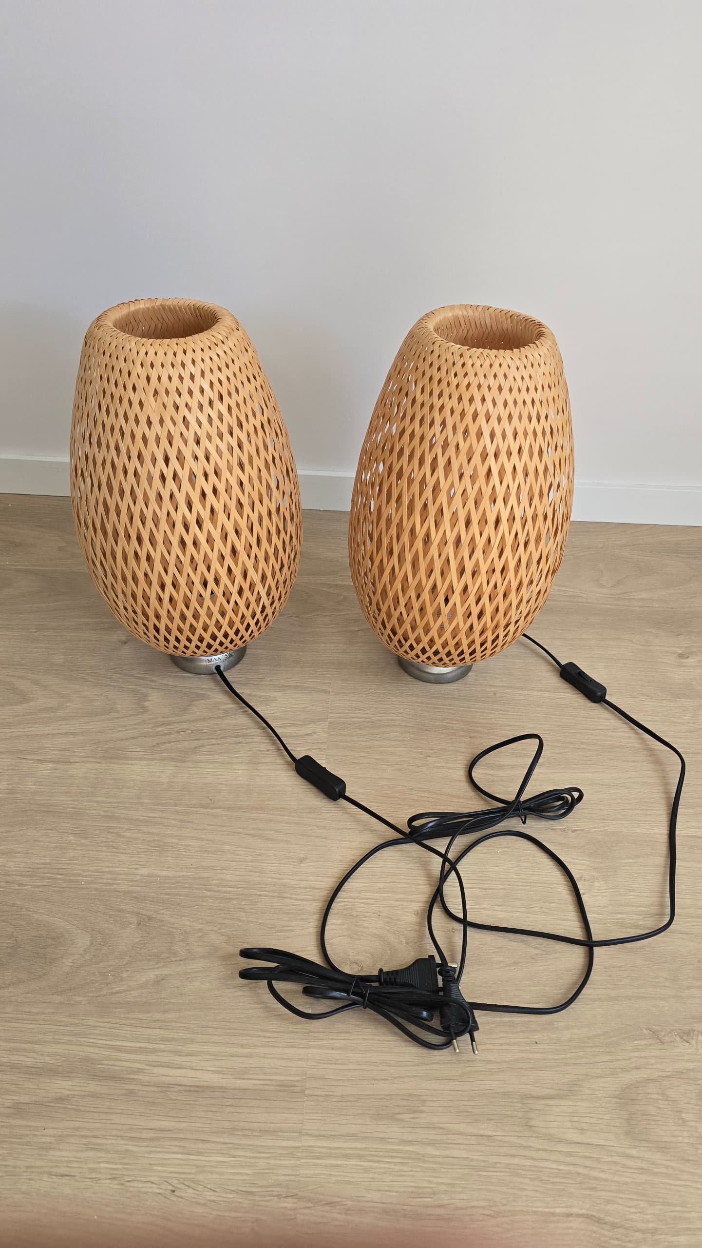 BÖJA Lampe de table, nickelé, rotin bambou