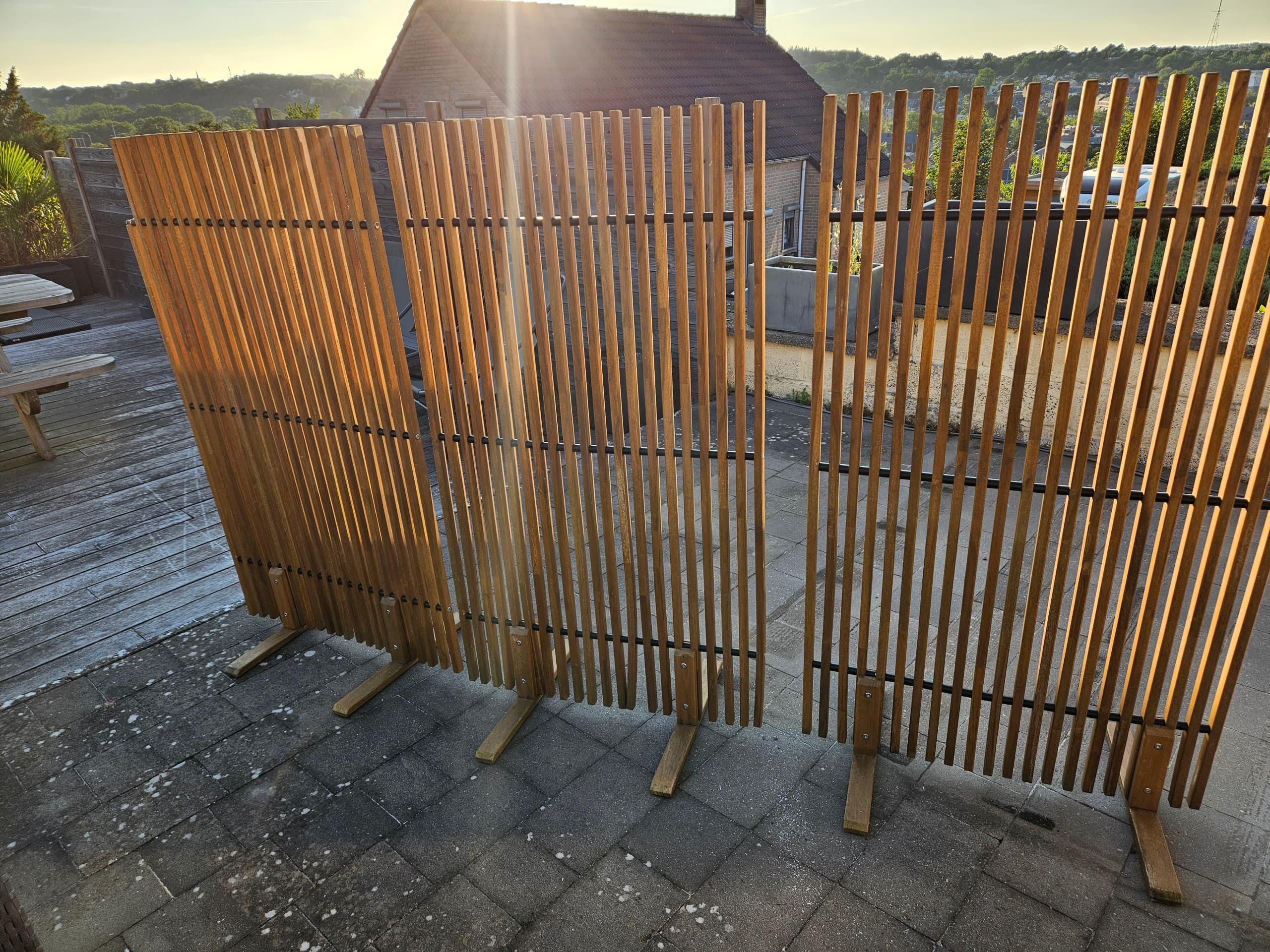 NÄMMARÖ privacy screen, light brown stained indoor/outdoor, 140x80x50 cm