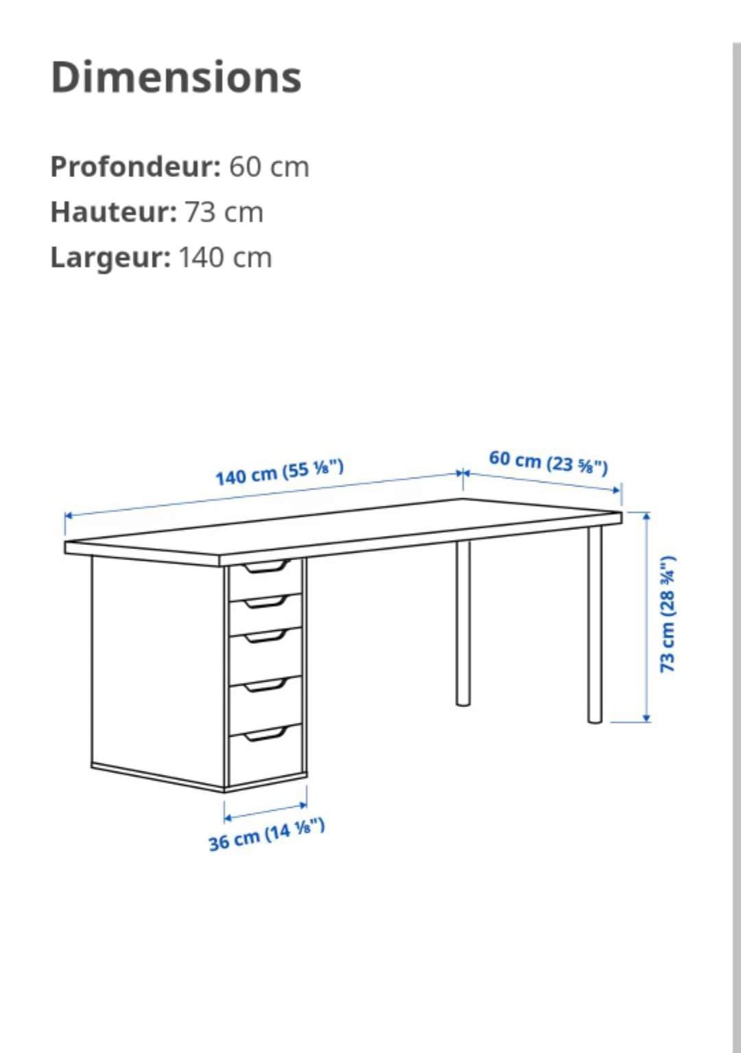 LAGKAPTEN / ALEX desk, white stained oak effect/white, 140x60 cm
