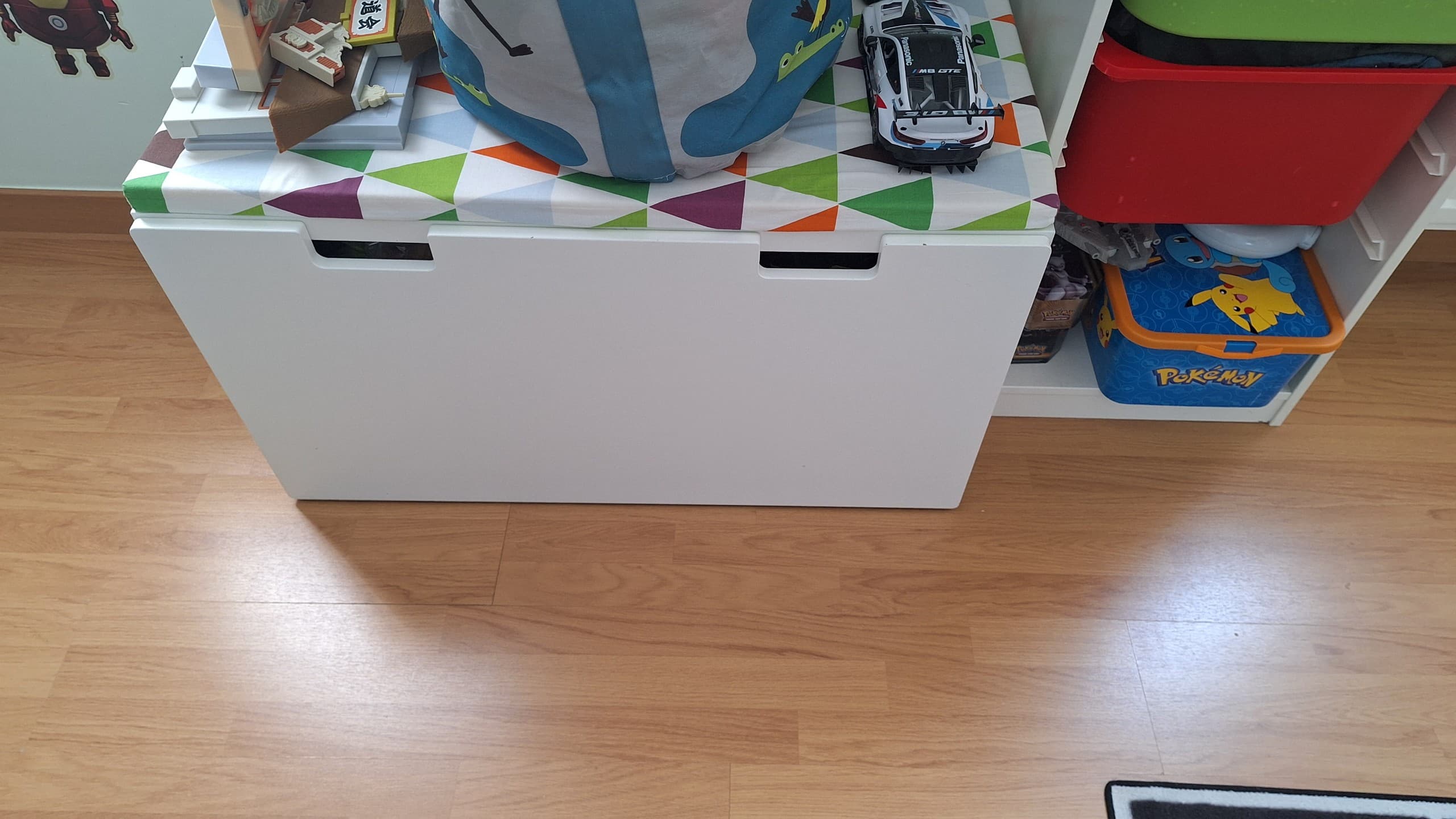 SMÅSTAD bench with toy storage, white/white, 90x52x48 cm
