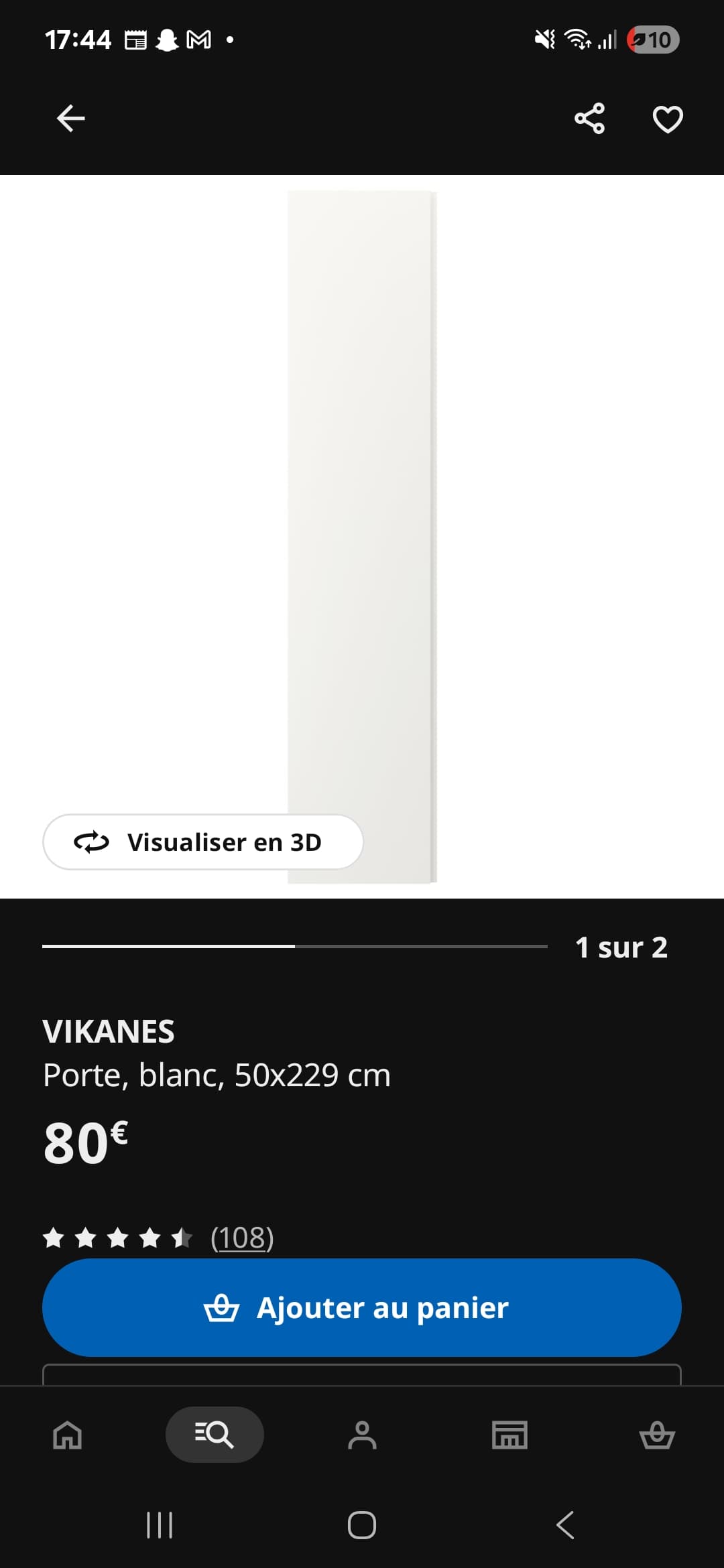 VIKANES Deur, wit, 50x195 cm