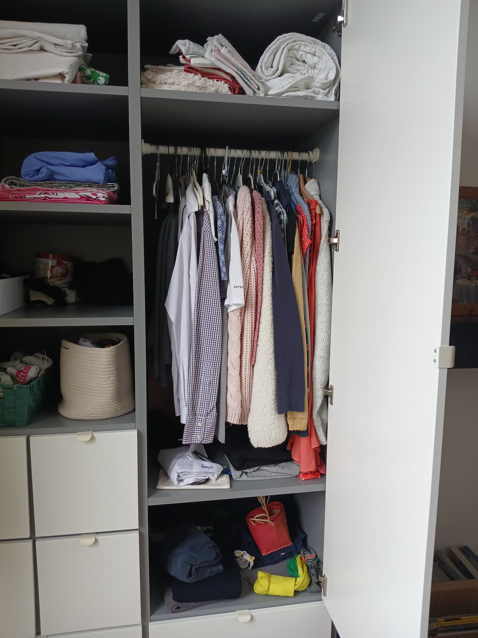 VISTHUS armoire-penderie, gris/blanc, 122x59x216 cm