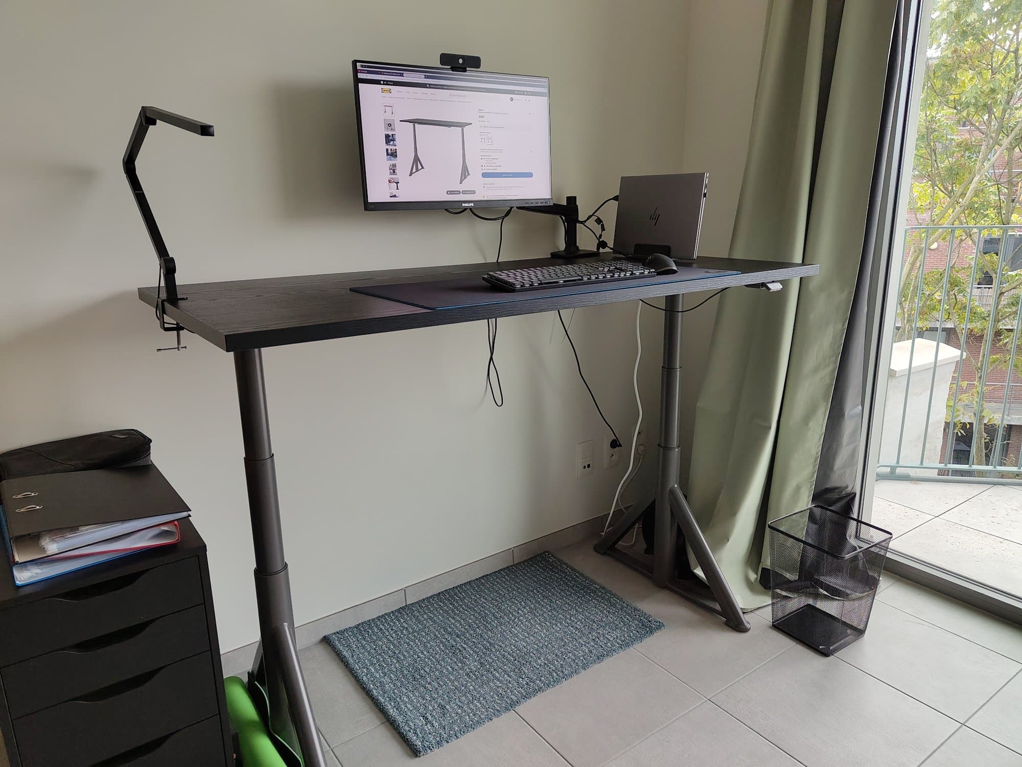 IDÅSEN bureau assis/debout, noir/gris foncé, 160x80 cm
