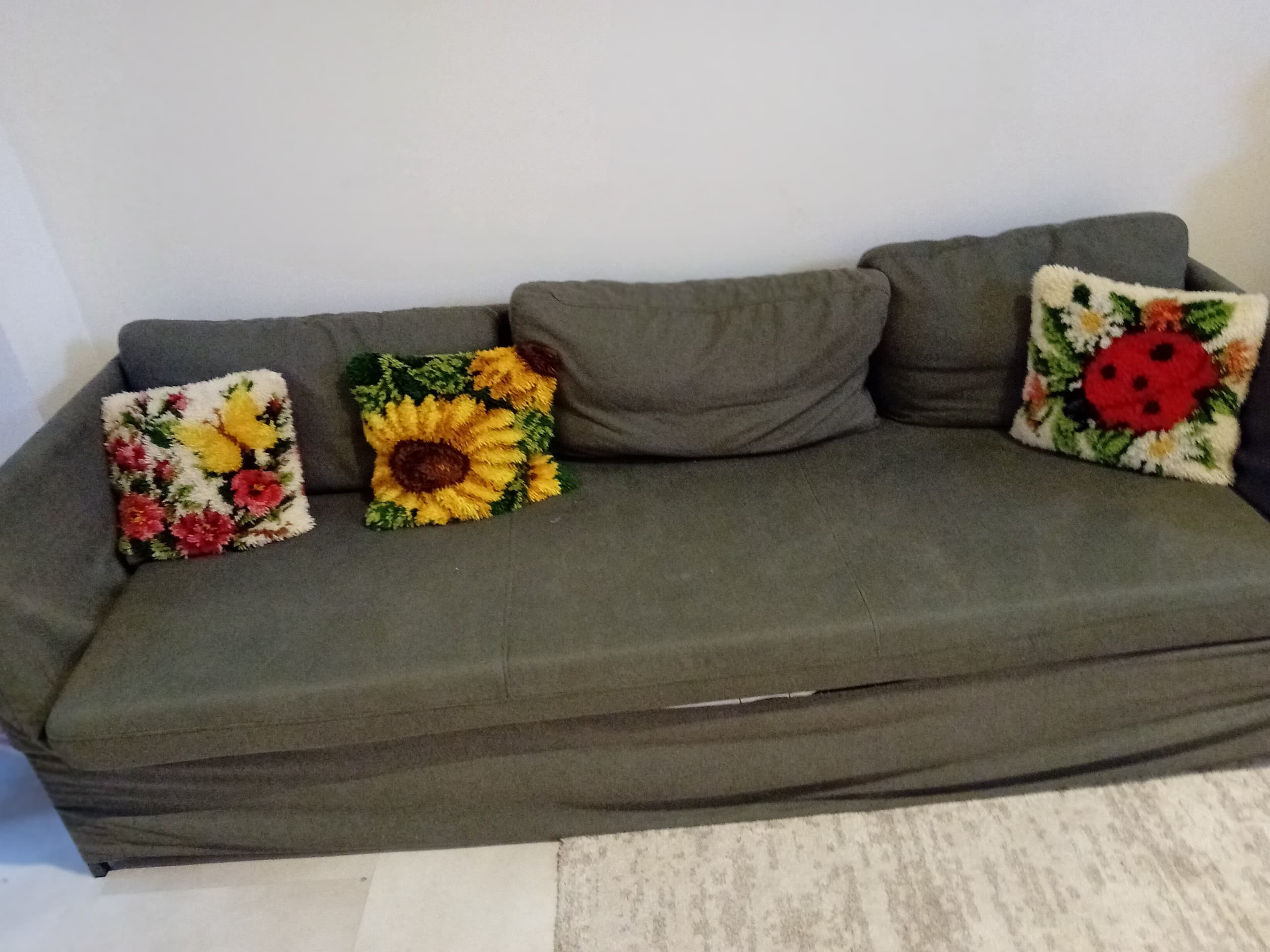 FRIHETEN three-seat sofa-bed, Skiftebo dark grey