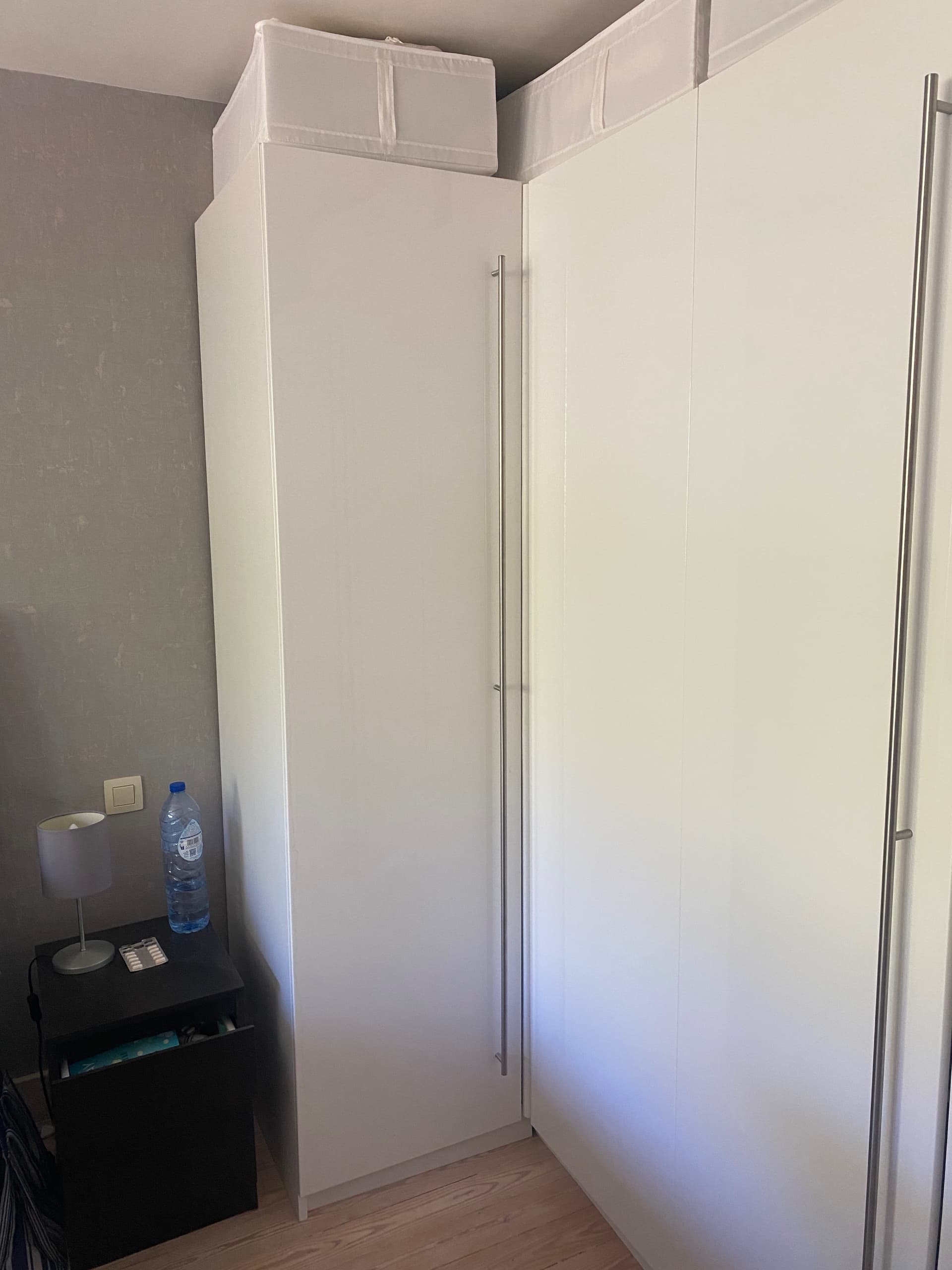 PAX add-on corner unit with 4 shelves, white, 53x58x201 cm