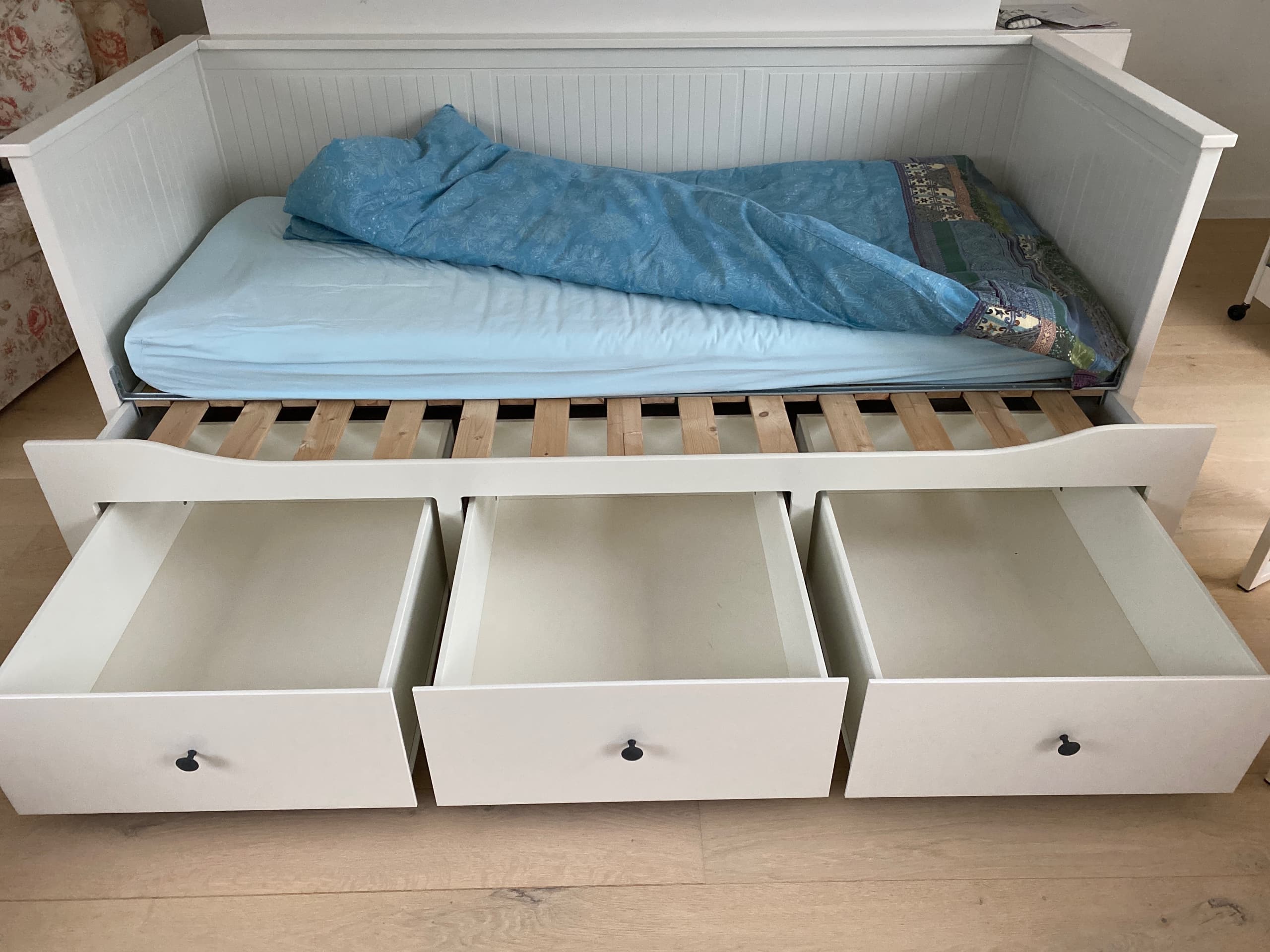 HEMNES Bedbank met 3 lades, wit, 80x200 cm