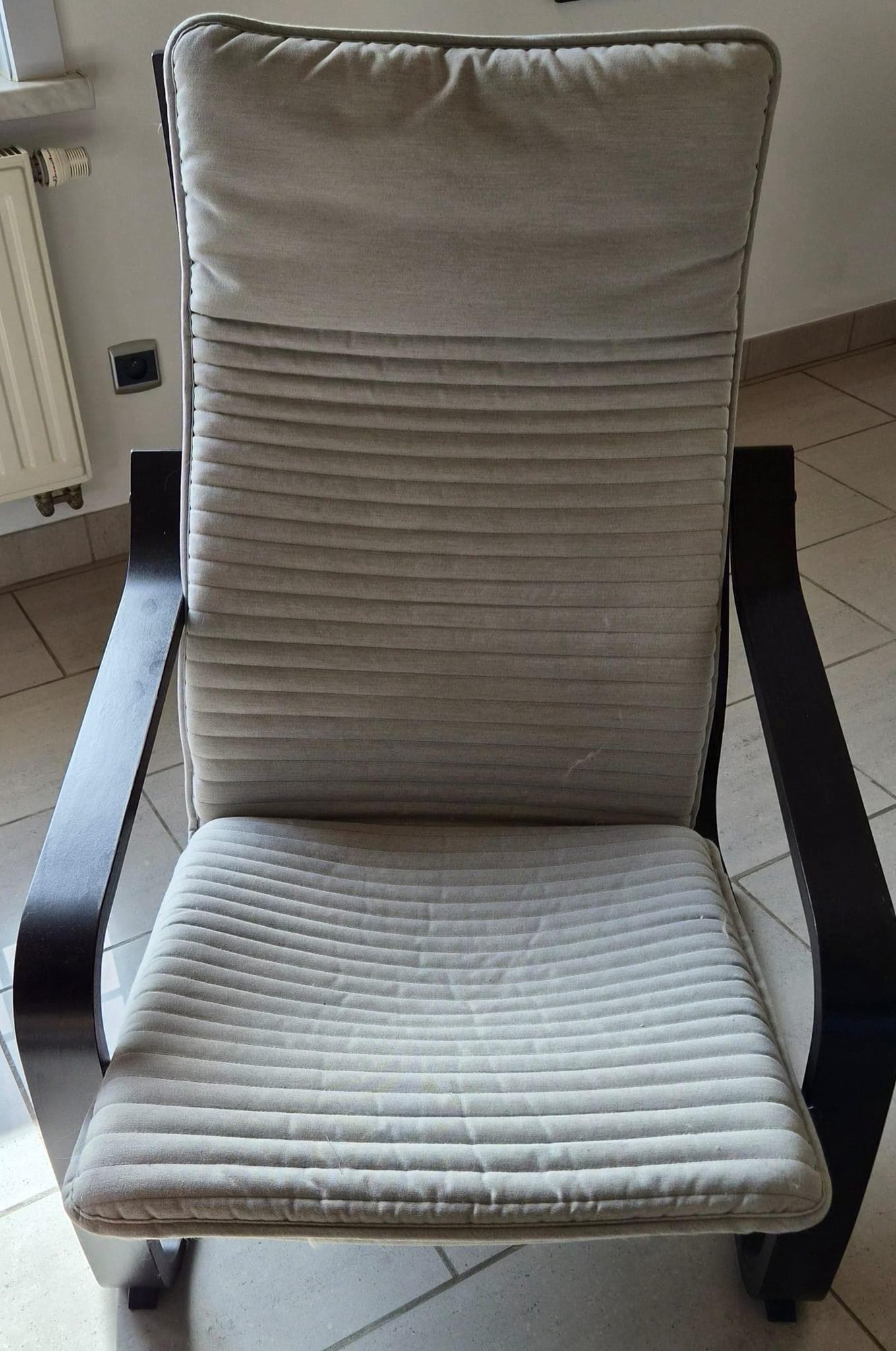 POÄNG armchair, walnut effect/Knisa light beige