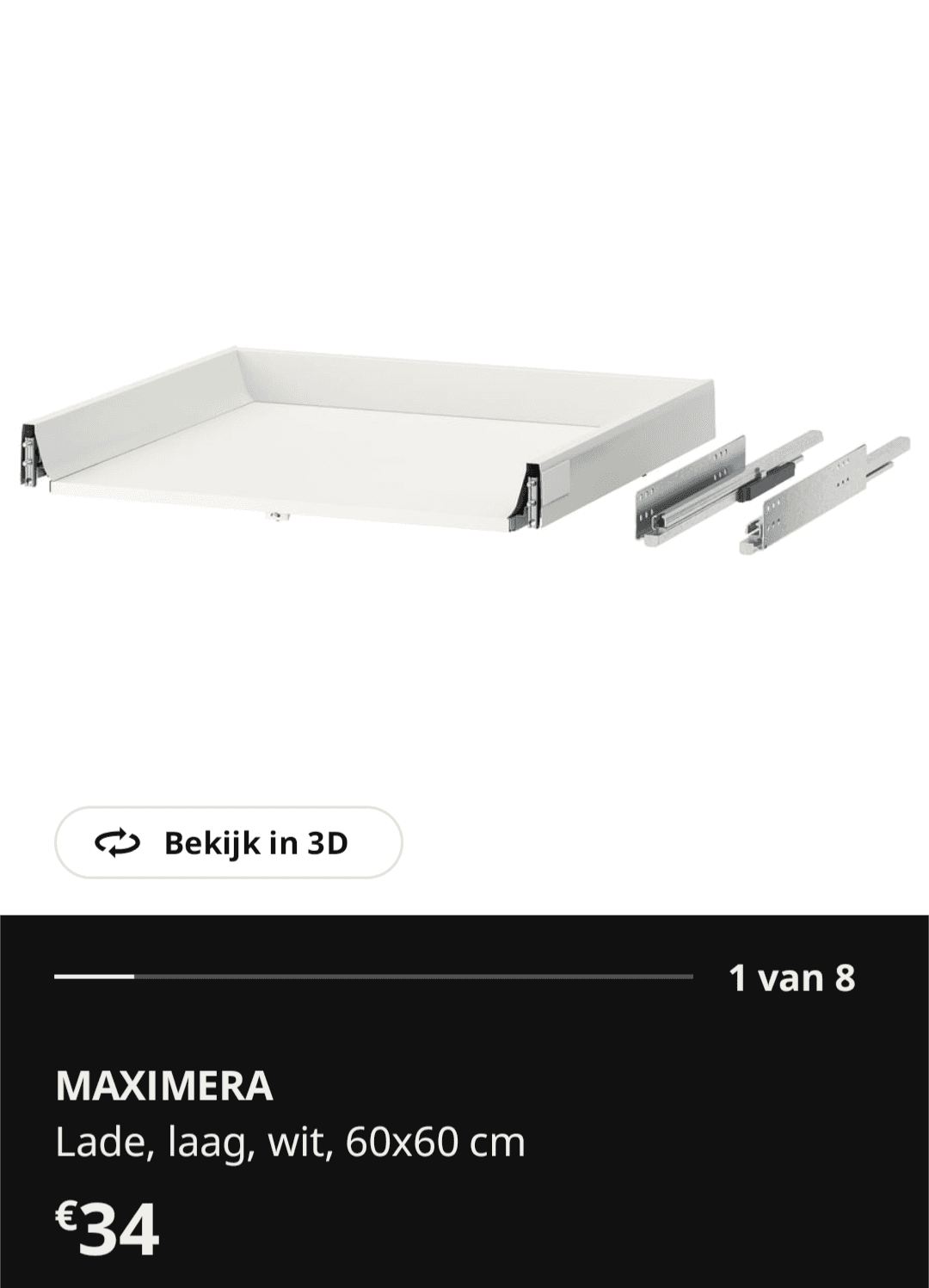 MAXIMERA 703.193.54 Lade, middel, wit, 60x60 cm