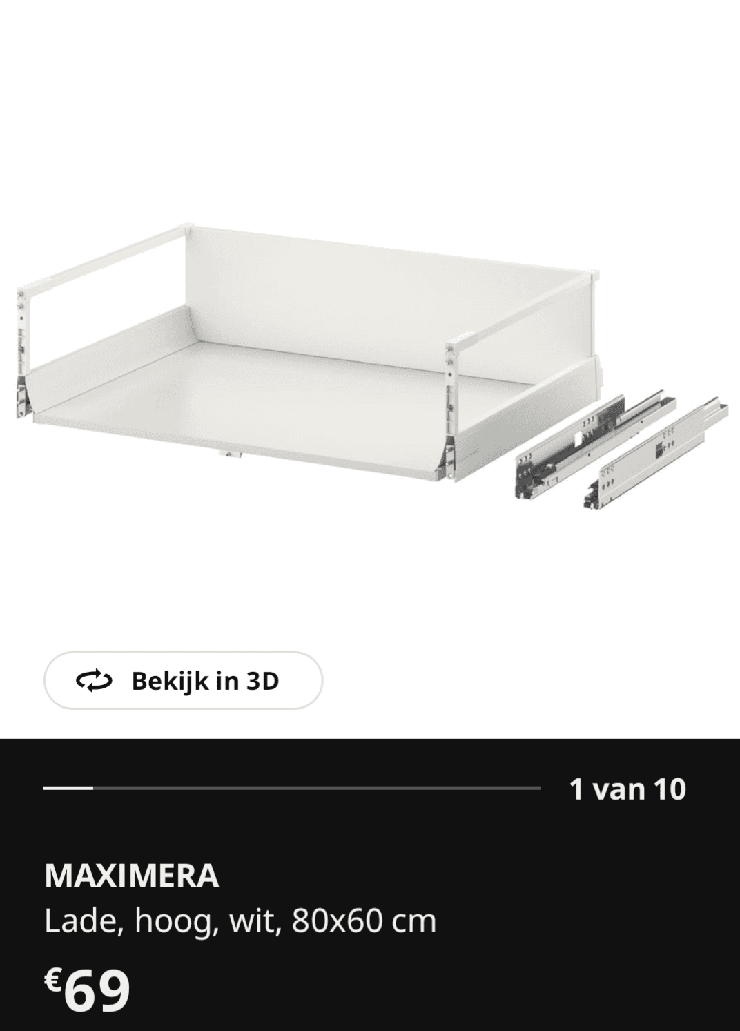 MAXIMERA 803.193.58 Lade, middel, wit, 80x60 cm