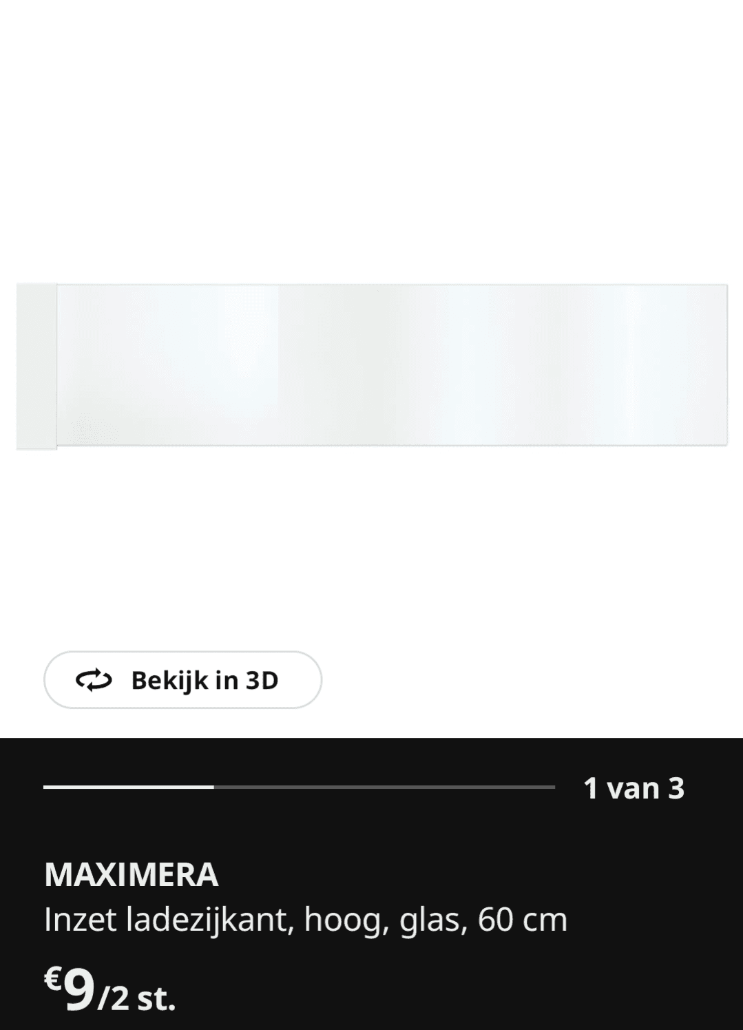 MAXIMERA 502.388.58 Verlenging lade, middel, glas, 60 cm