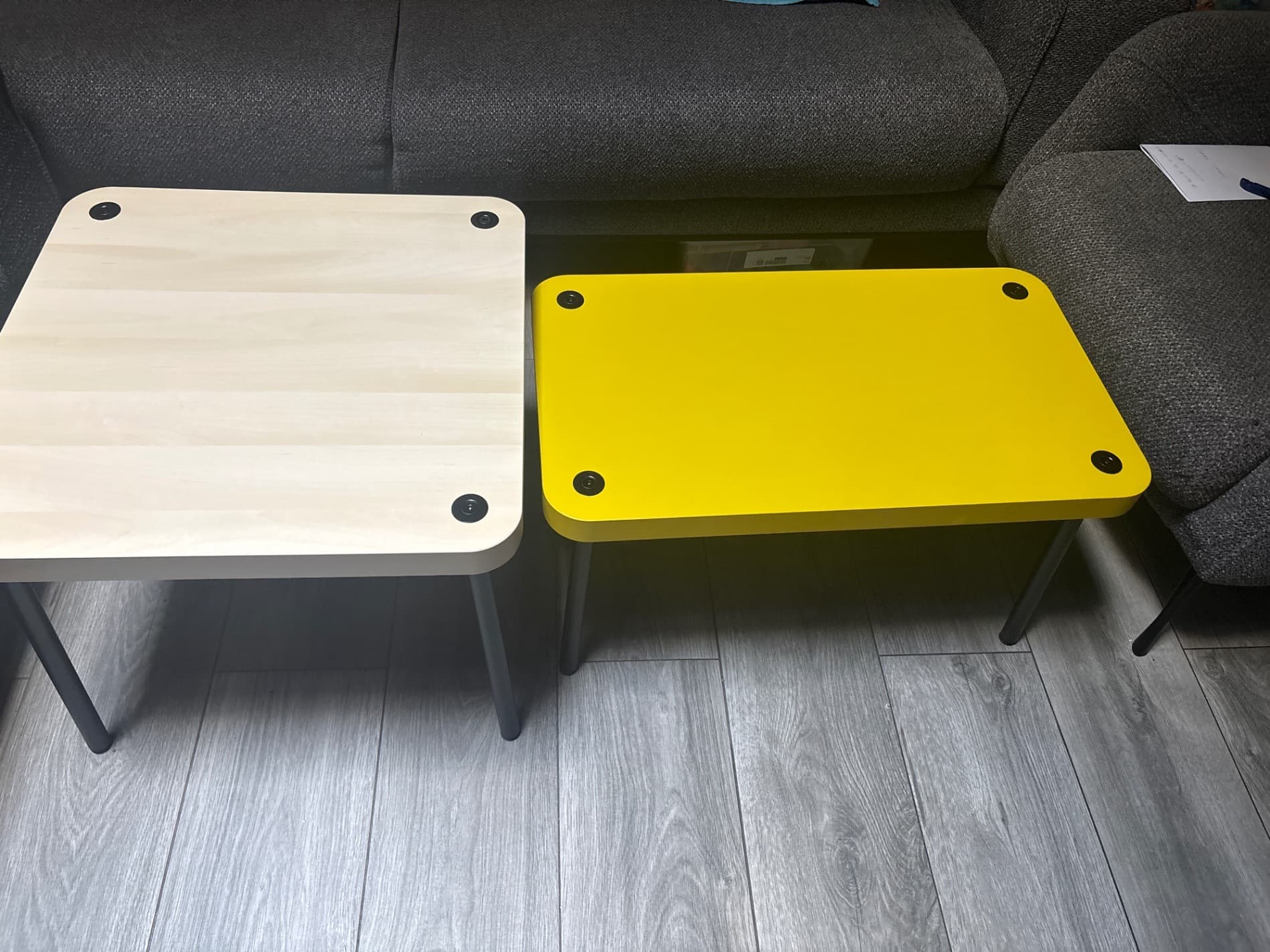 SONHULT tables gigognes, lot de 2, jaune/motif bouleau