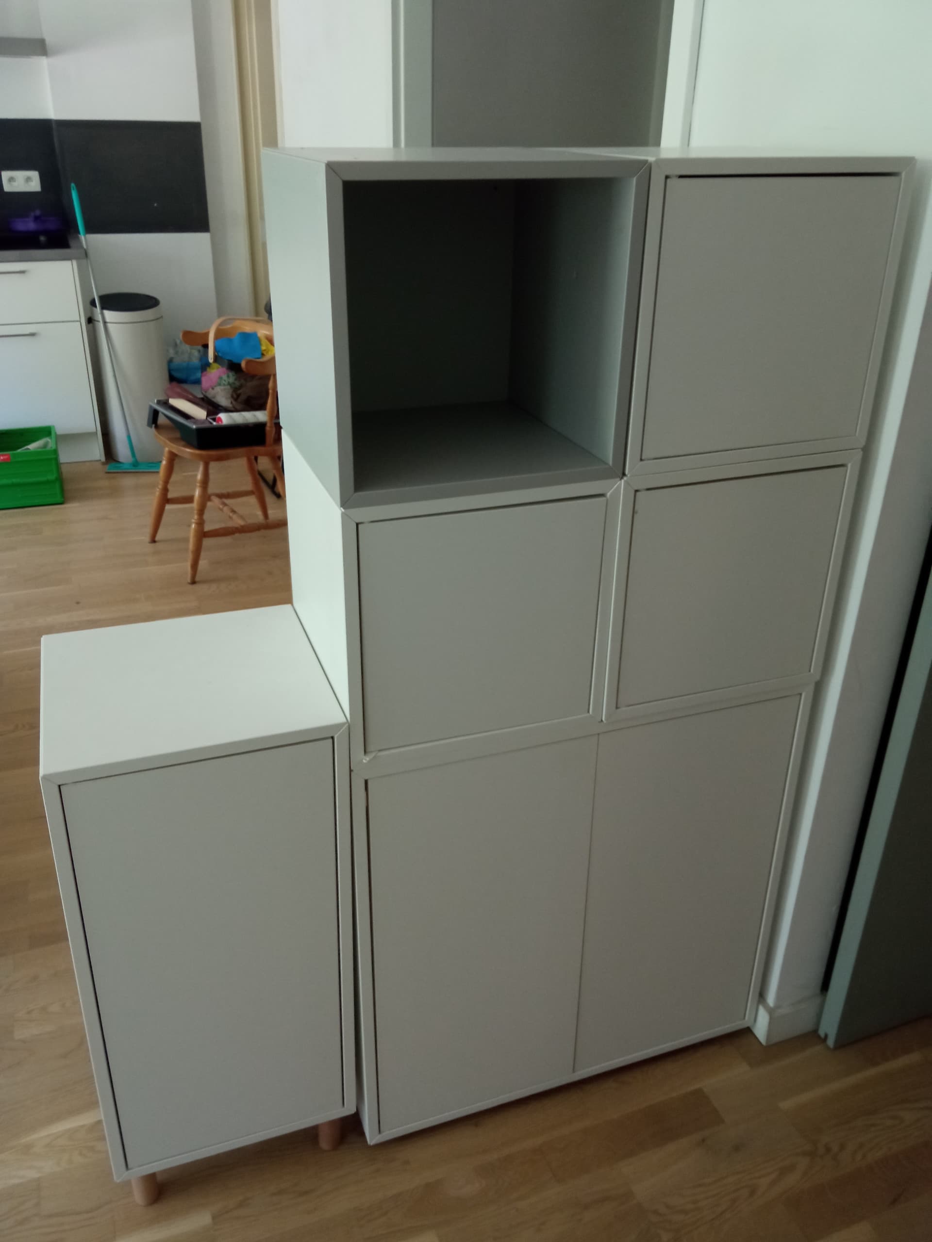 EKET kastencombinatie met poten, wit/hout, 70x35x80 cm
