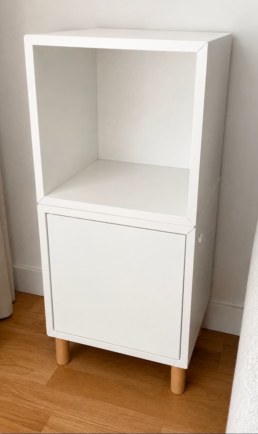 EKET kastencombinatie met poten, wit/hout, 35x35x80 cm