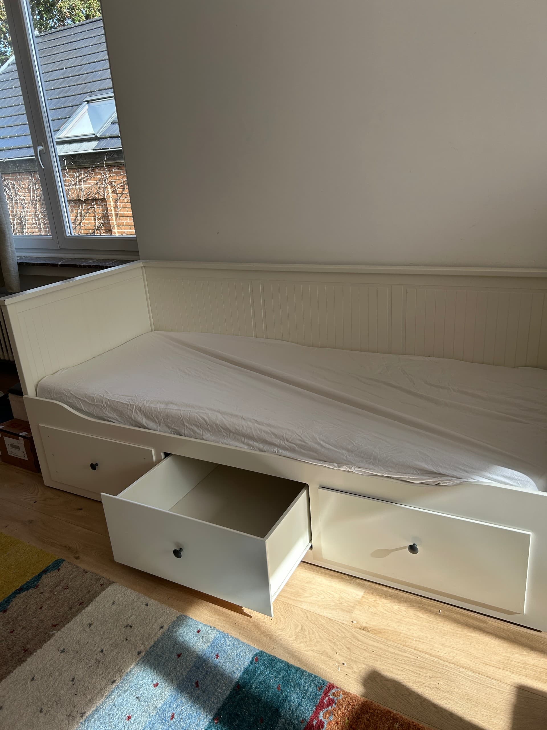 HEMNES Bedbank met 3 lades, wit, 80x200 cm