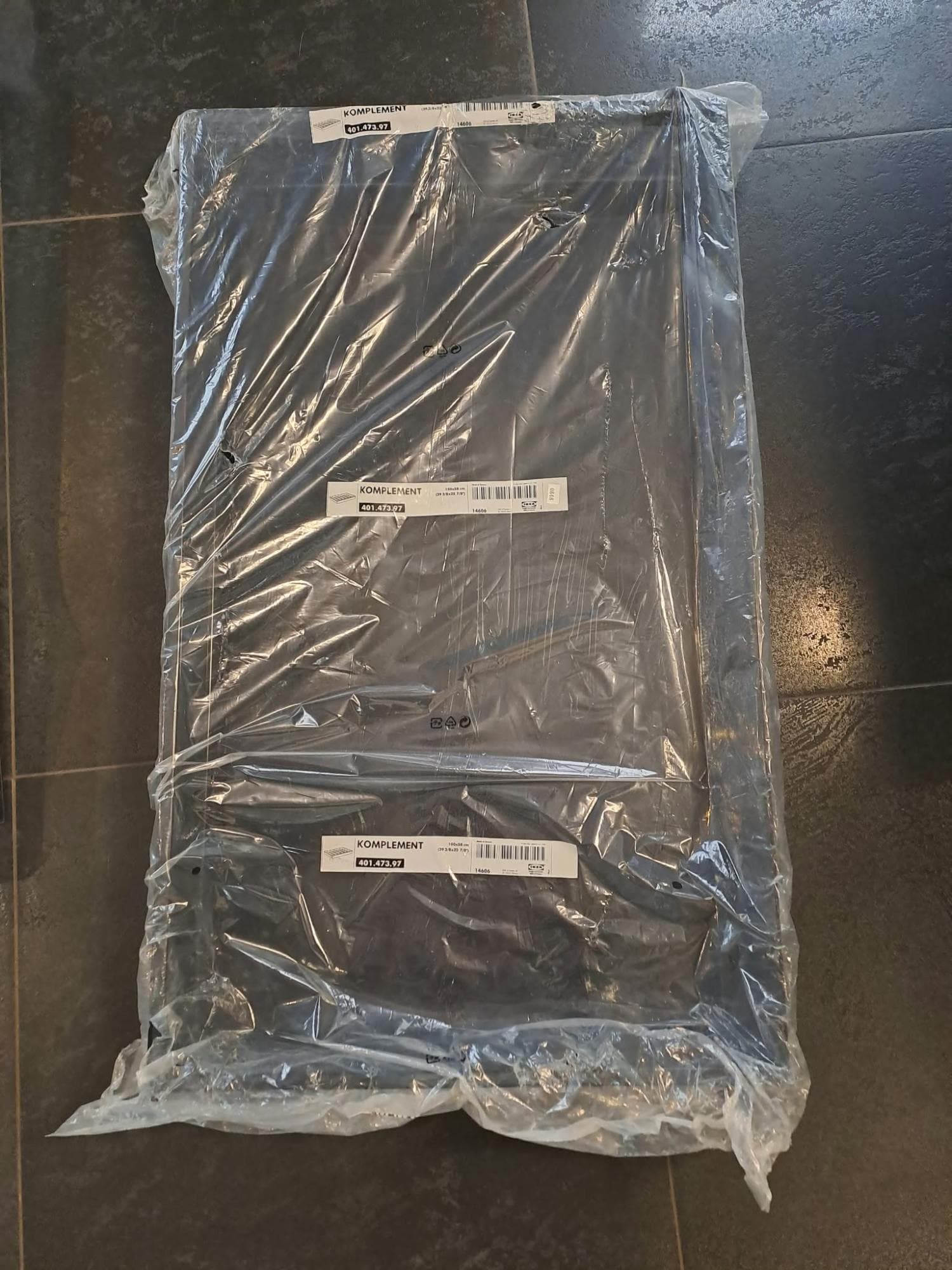 KOMPLEMENT uittrekbare plank met verdeler, donkergrijs/lichtgrijs, 100x58 cm