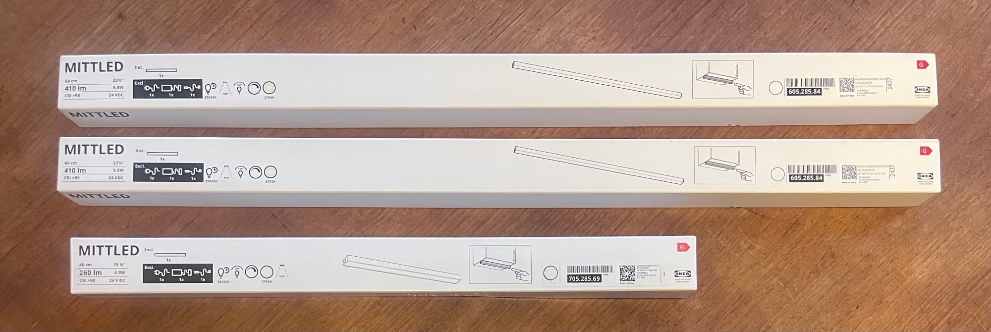 MITTLED baguette lum LED plan travail cuis, intensité lumineuse réglable blanc, 60 cm