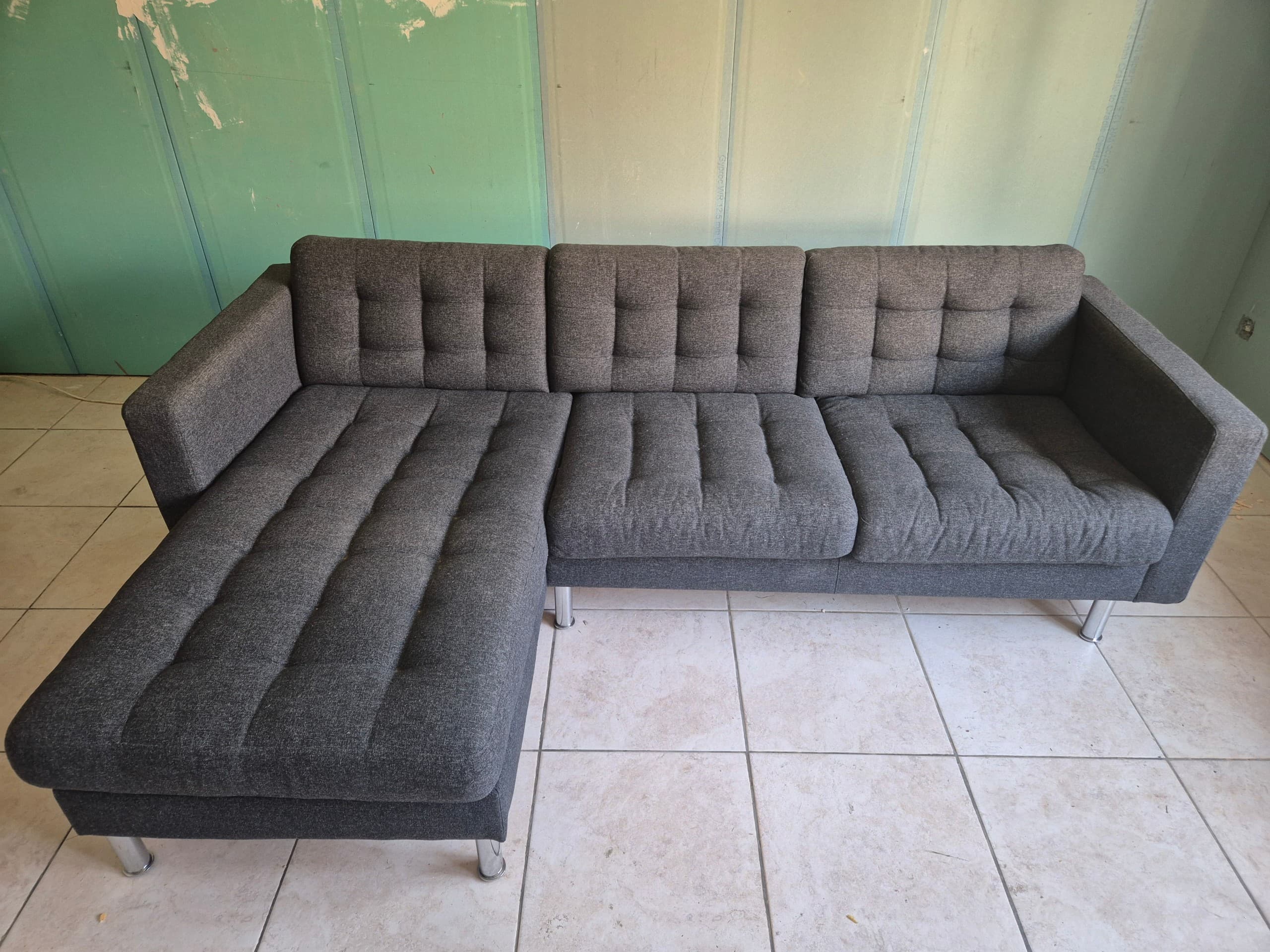 LANDSKRONA 3-seat sofa, with chaise longue Gunnared/beige wood