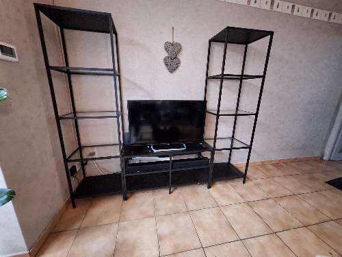 VITTSJÖ combinaison de rangement, brun noir/verre, 202x36x175 cm