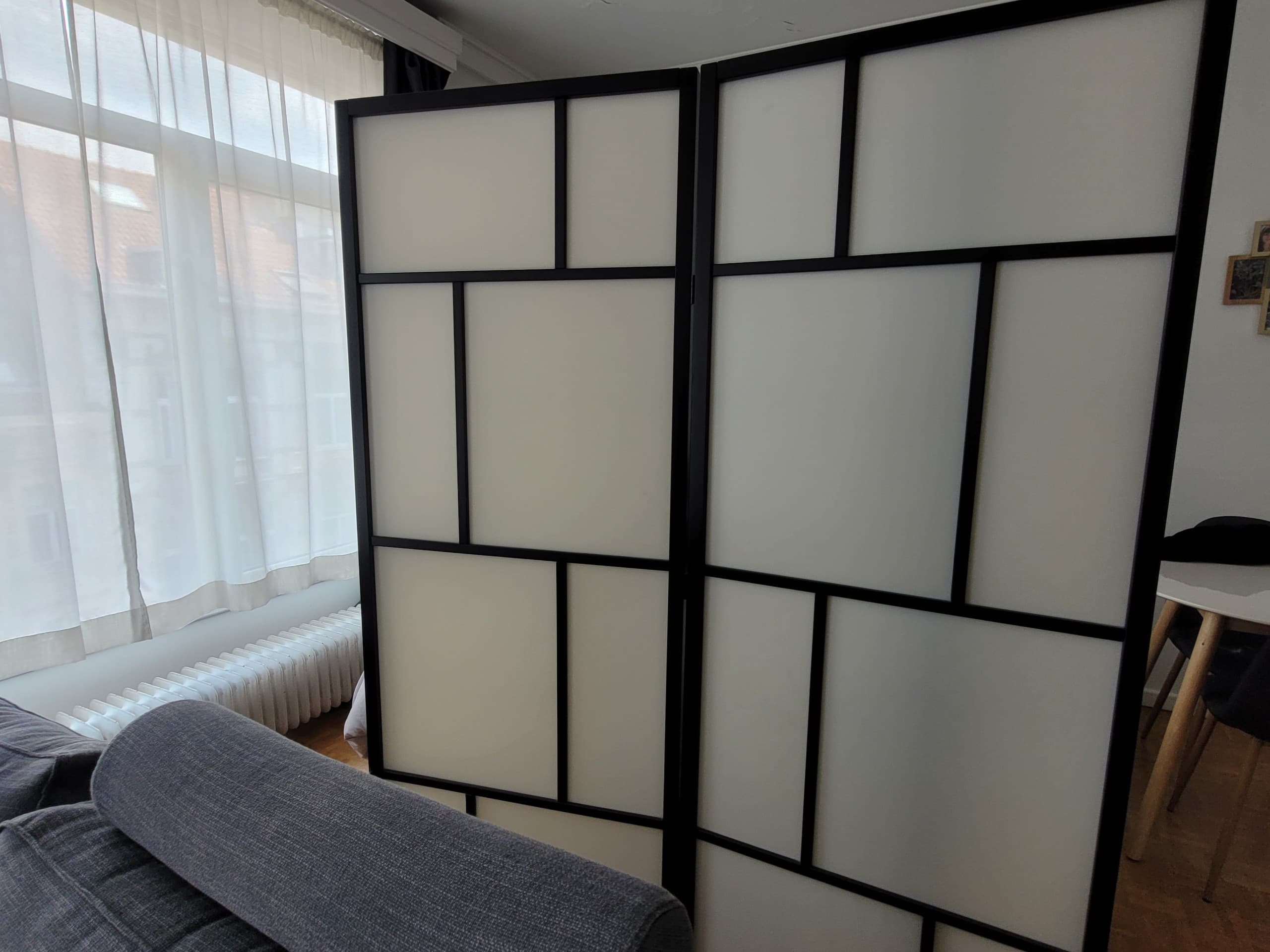 RISÖR paravent, blanc/noir, 216x185 cm
