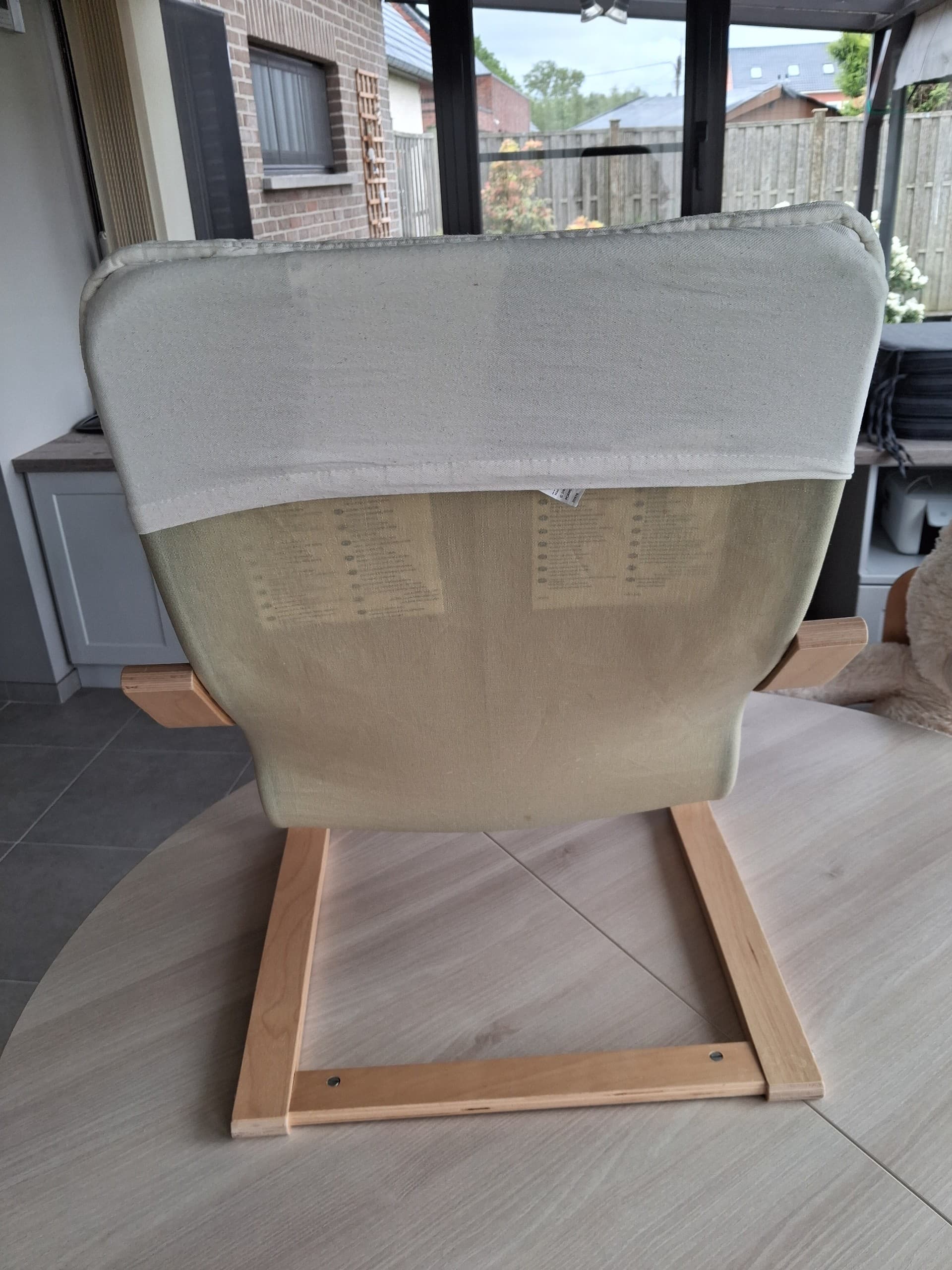 POÄNG fauteuil enfant, plaqué bouleau/Knisa beige clair
