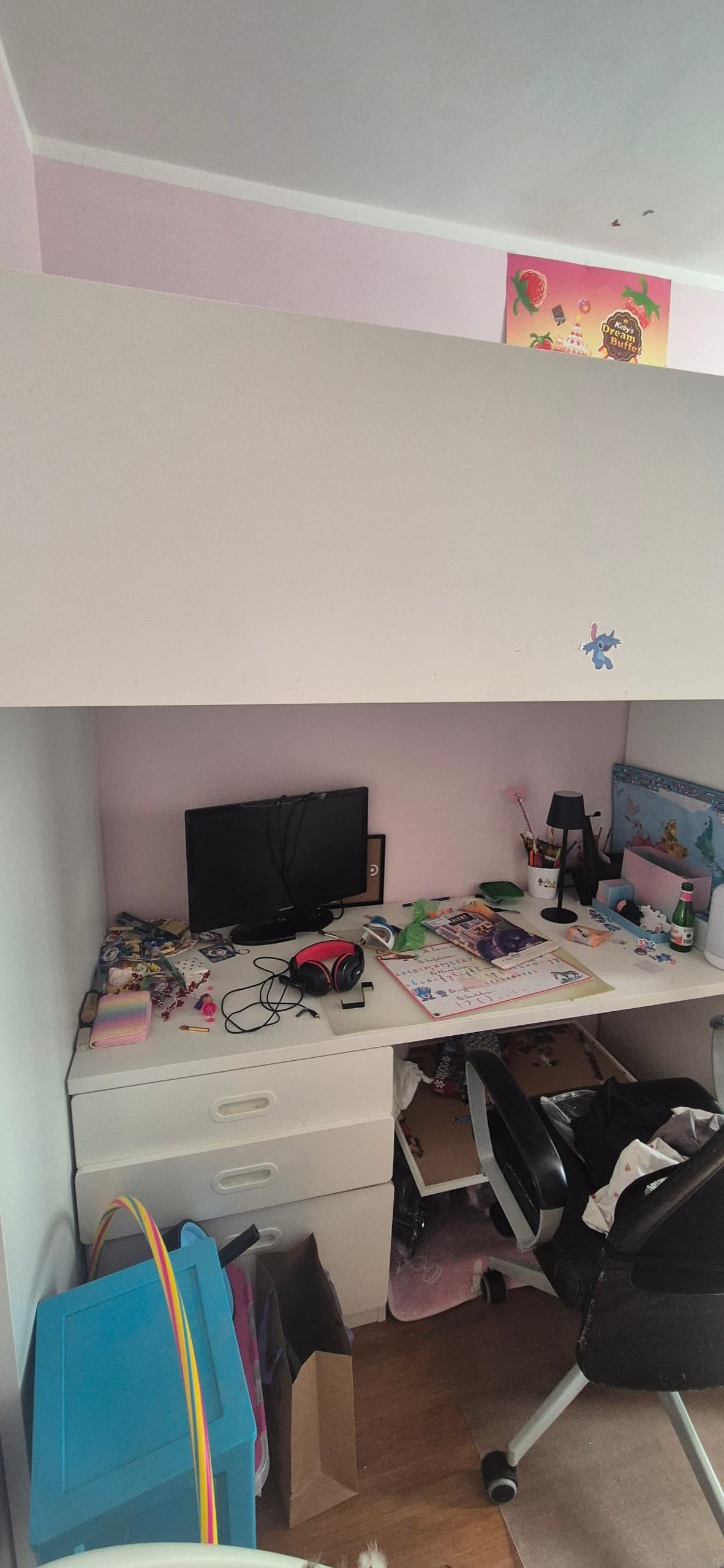SMÅSTAD lit mezzanine, blanc blanc/avec bureau avec 2 tablettes, 90x200 cm