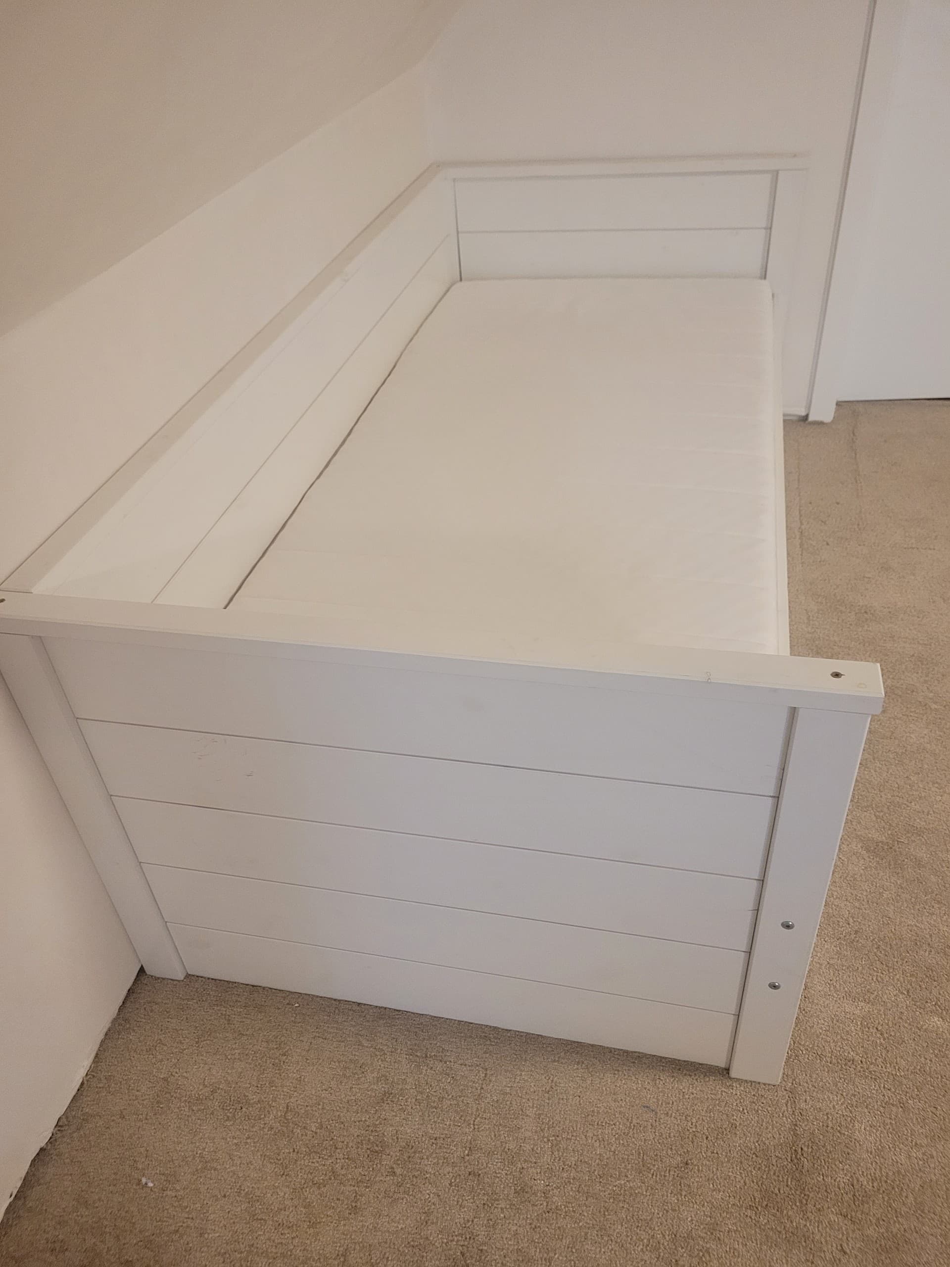VIHALS lit banquette av 1 matelas, blanc/Åfjäll mi-ferme, 80x200 cm