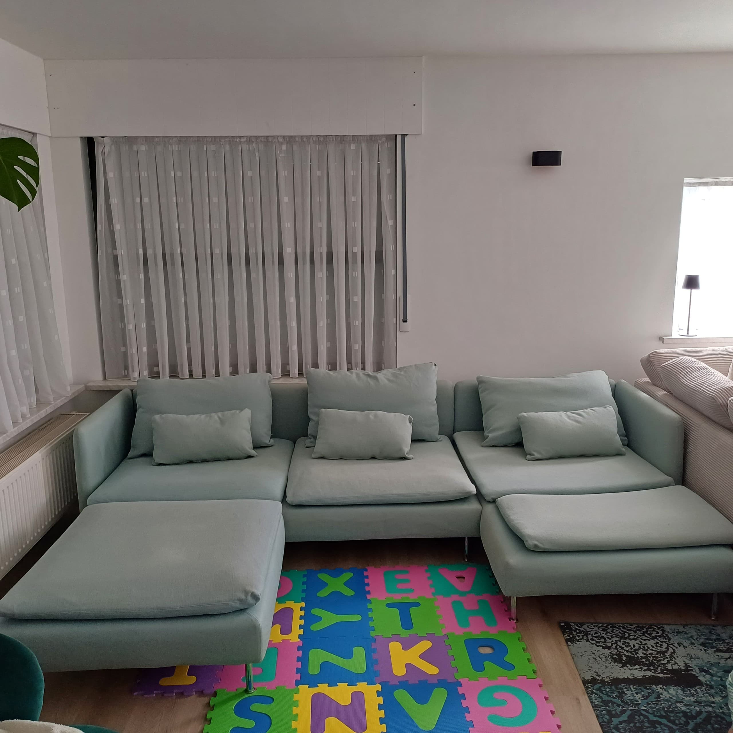 SÖDERHAMN ZETEL+POEF 4-zitsbank, met chaise longue/Kelinge donkergeel