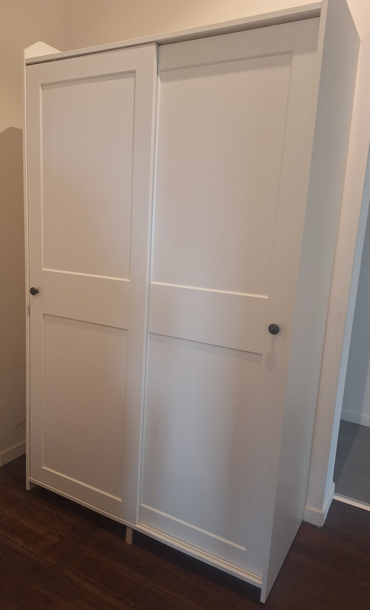 HAUGA schuifdeurkast, wit, 118x55x199 cm