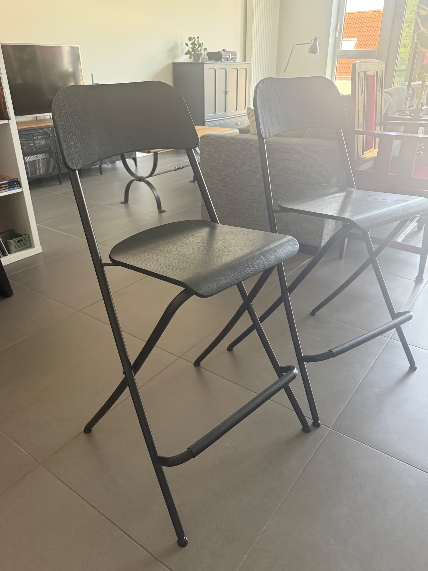 FRANKLIN 2 STUKS Chaise de bar, pliante, noir, noir. Achetez aujourd'hui