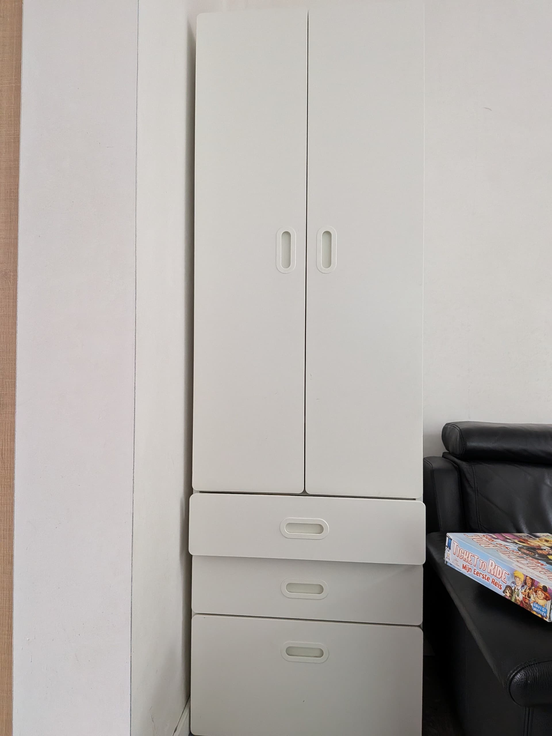 SMÅSTAD / PLATSA wardrobe, white white/with 3 drawers, 60x57x181 cm
