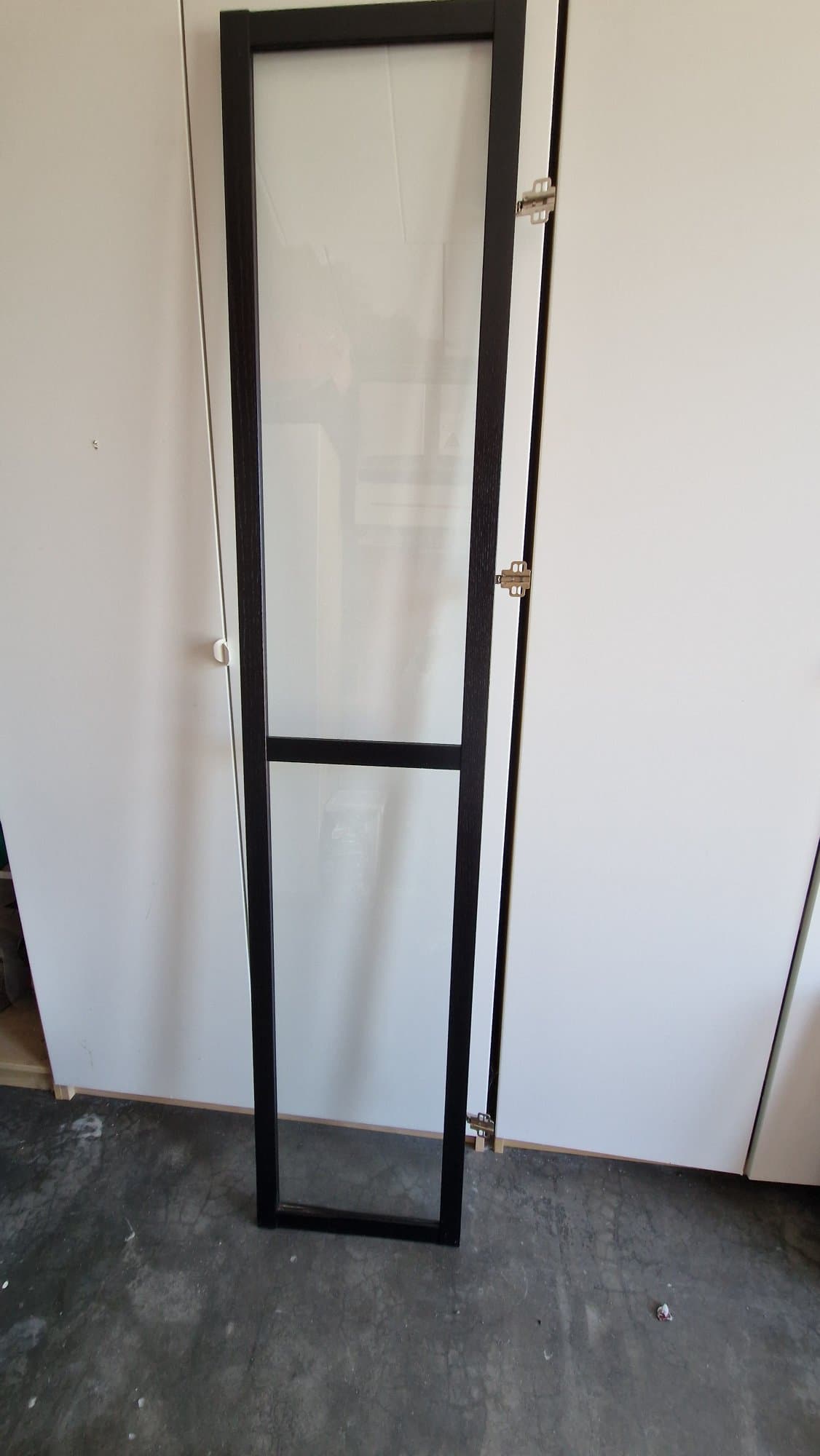 OXBERG porte vitrée, noir motif chêne, 40x192 cm
