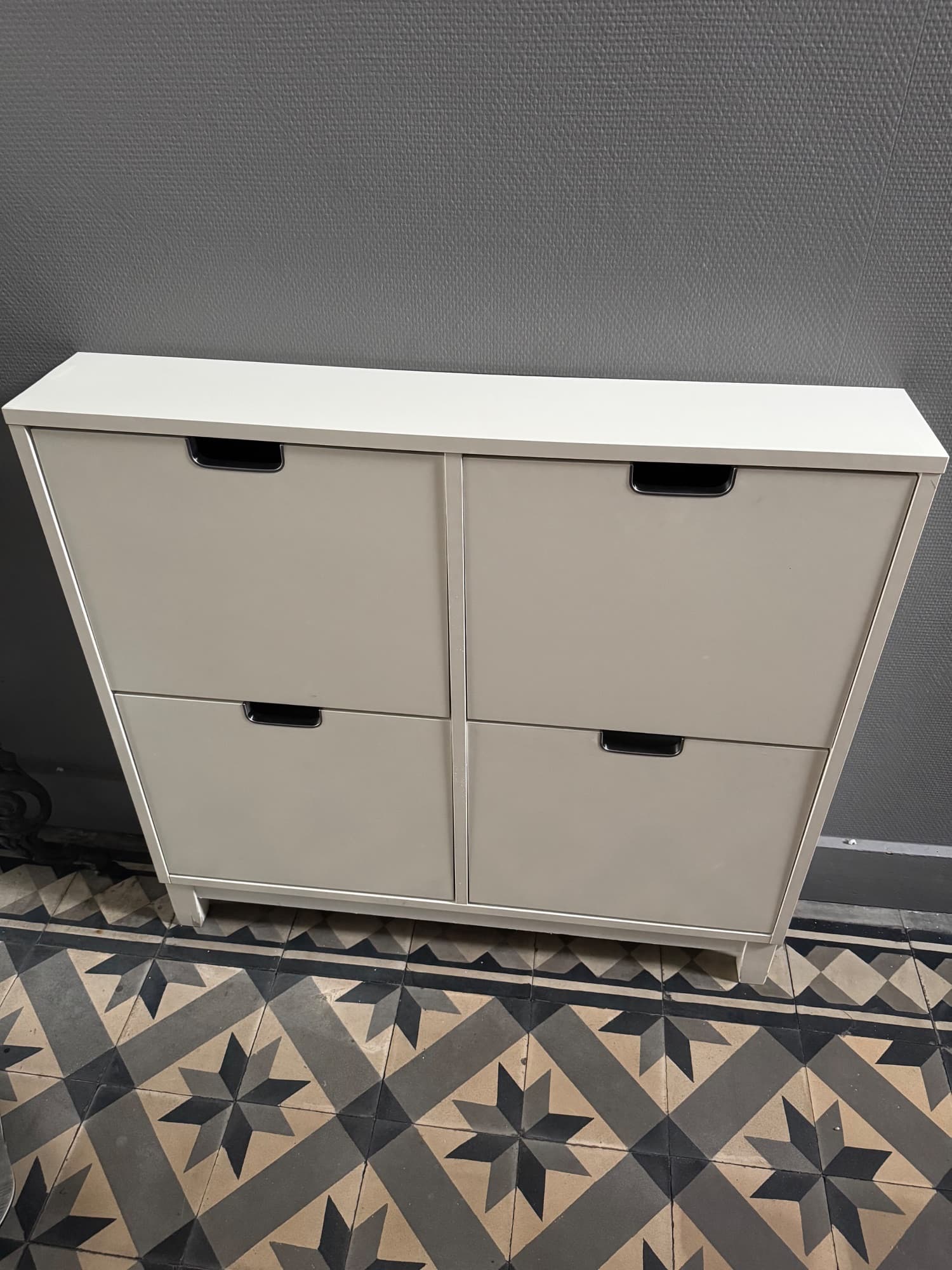 2 STÄLL range-chaussures 4 casiers, blanc, 96x17x90 cm