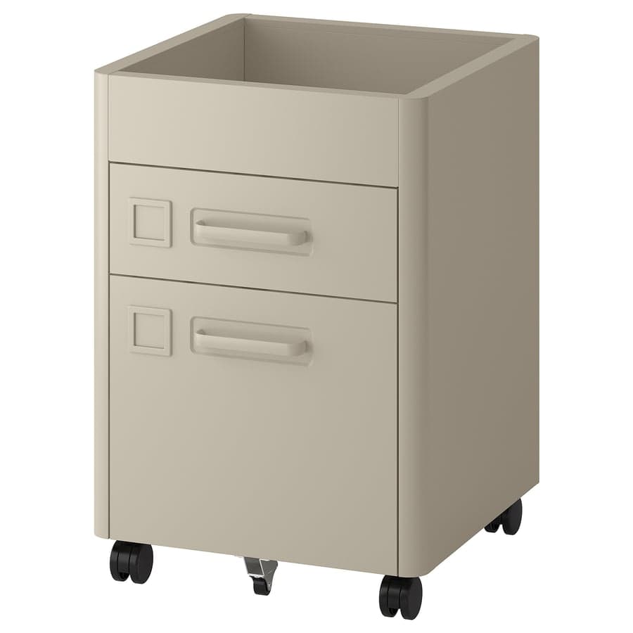 IDÅSEN Ladeblok op wielen, beige, 42x61 cm