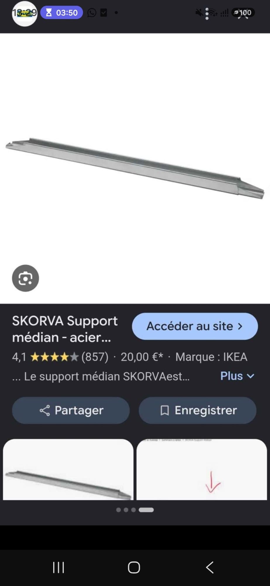 SKORVA middenbalk, verzinkt