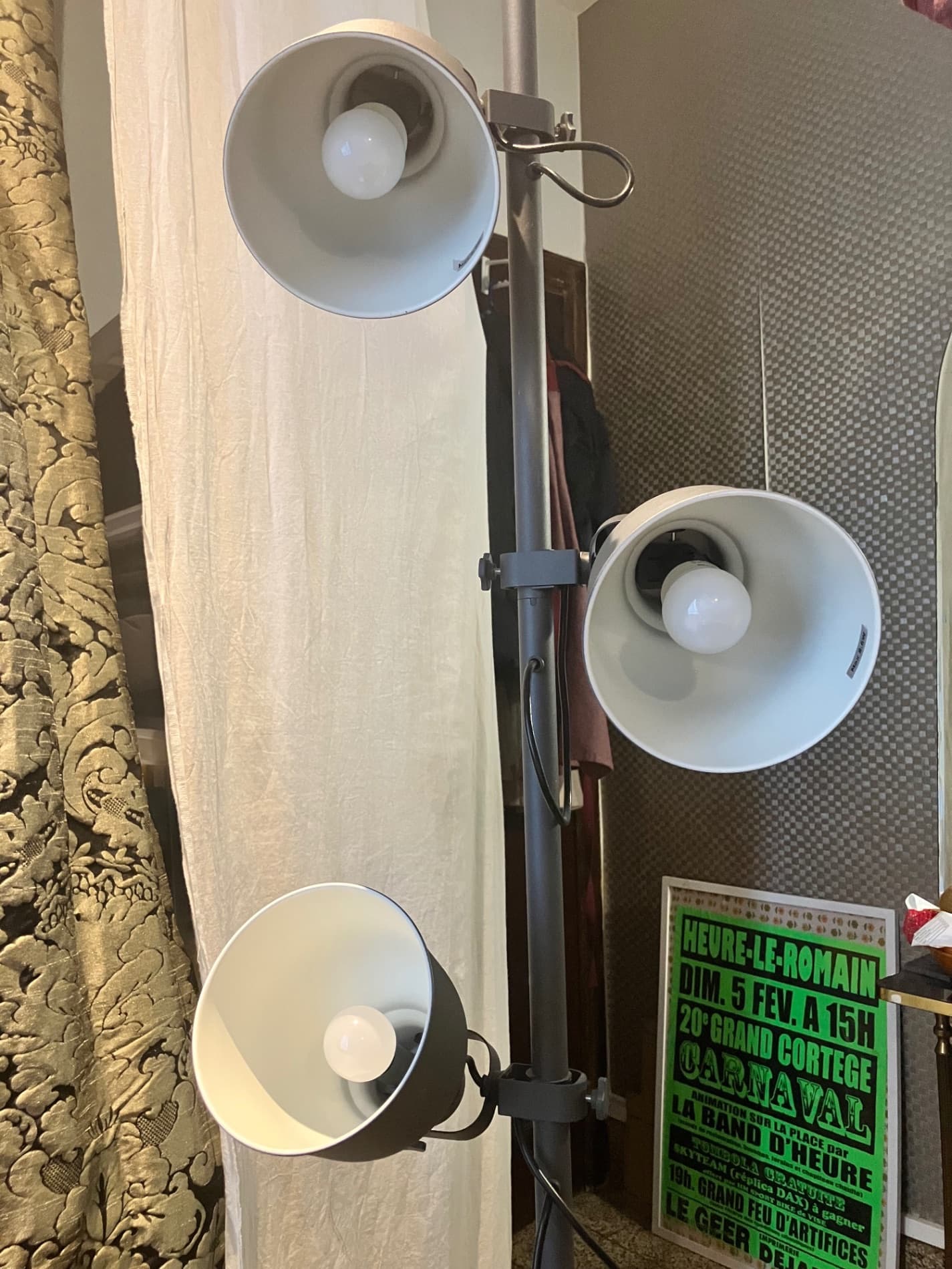 HEKTAR GRIS floor lamp with 3-spot, dark grey